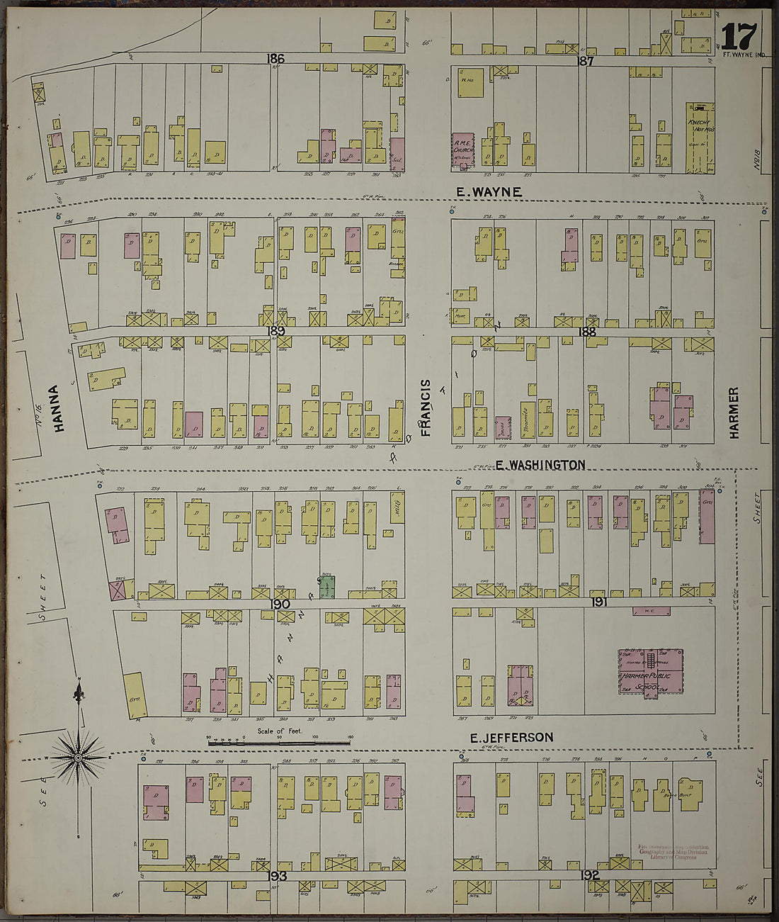 This old map of Fort Wayne, Allen County, Indiana was created by Sanborn Map Company in 1890