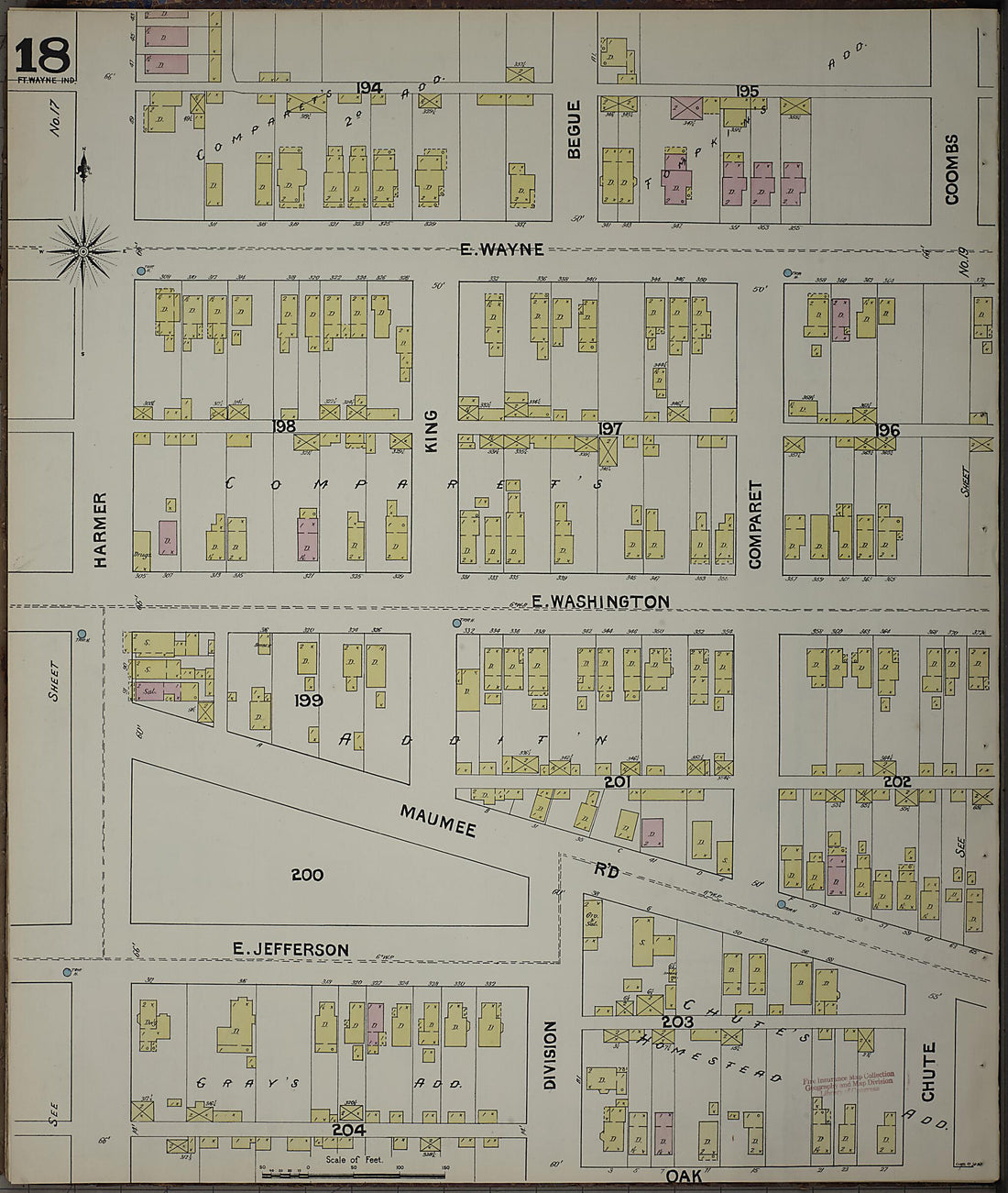 This old map of Fort Wayne, Allen County, Indiana was created by Sanborn Map Company in 1890