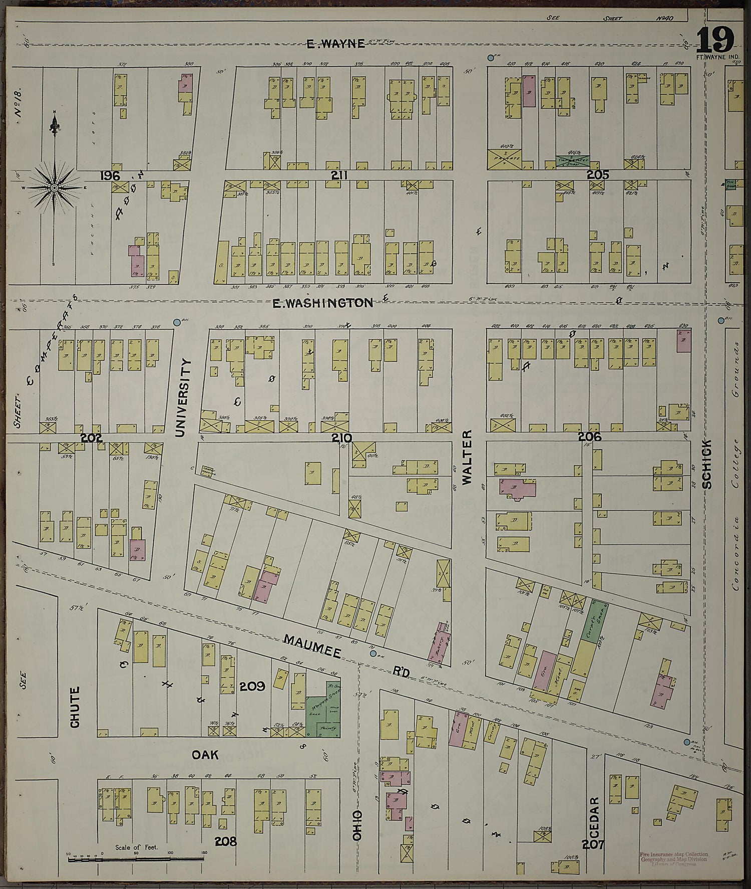 This old map of Fort Wayne, Allen County, Indiana was created by Sanborn Map Company in 1890