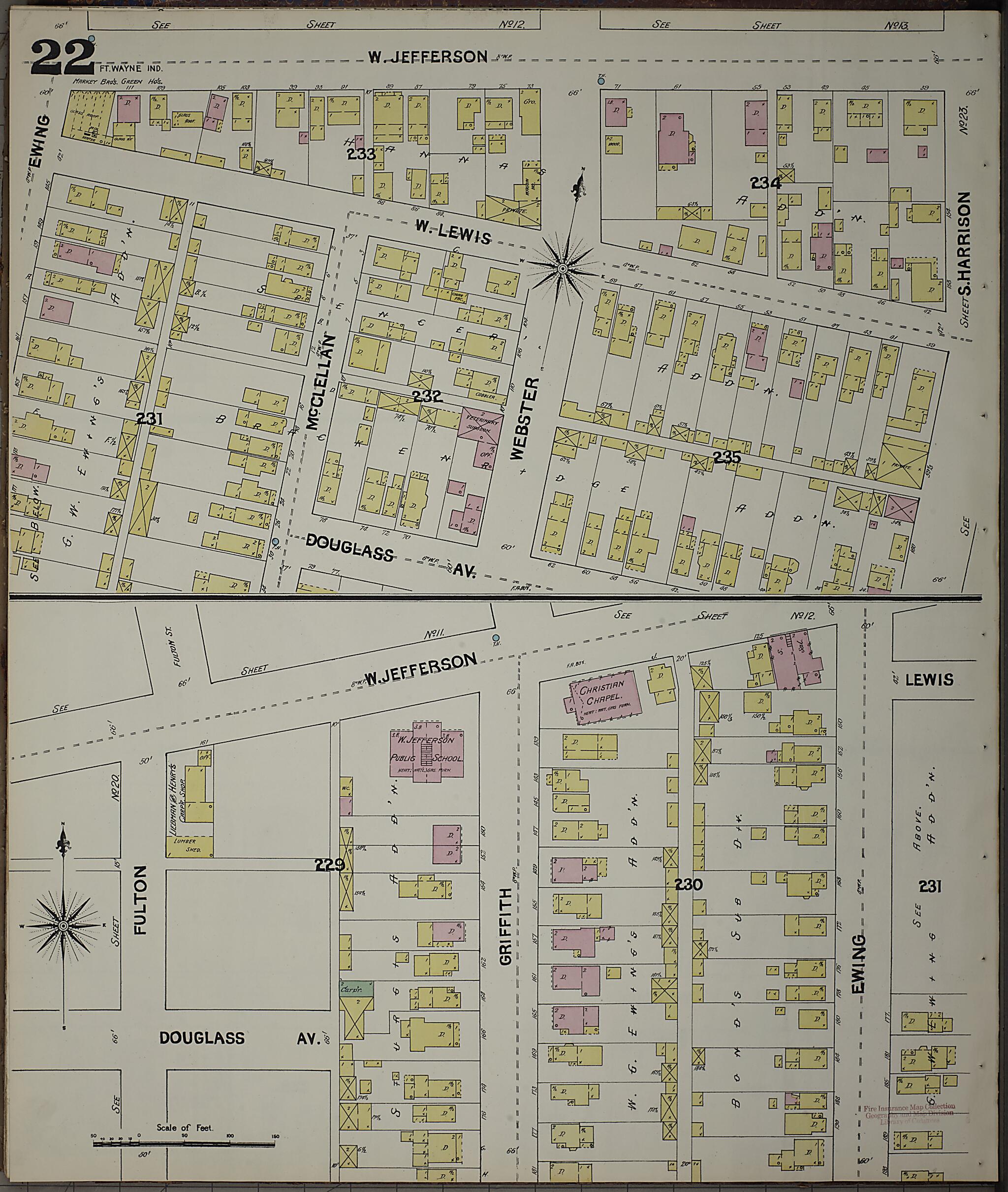 This old map of Fort Wayne, Allen County, Indiana was created by Sanborn Map Company in 1890