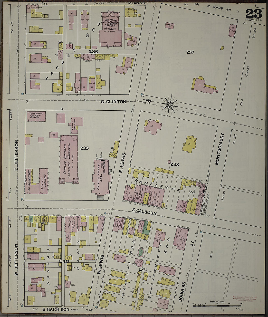 This old map of Fort Wayne, Allen County, Indiana was created by Sanborn Map Company in 1890