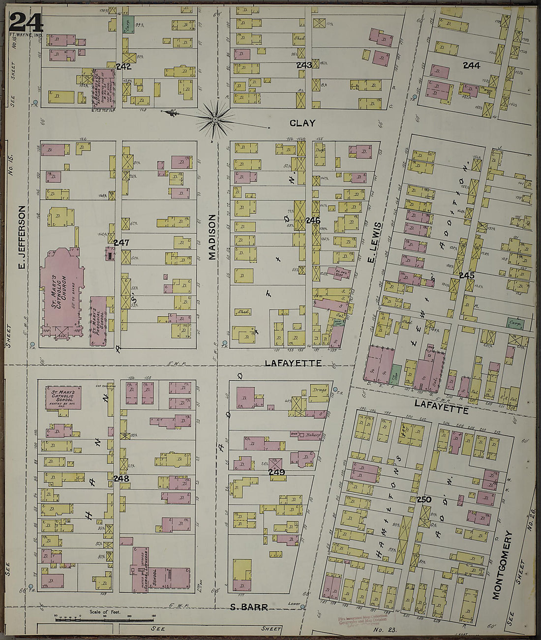 This old map of Fort Wayne, Allen County, Indiana was created by Sanborn Map Company in 1890