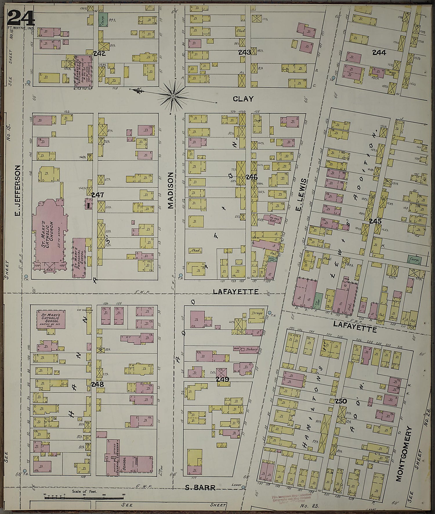 This old map of Fort Wayne, Allen County, Indiana was created by Sanborn Map Company in 1890