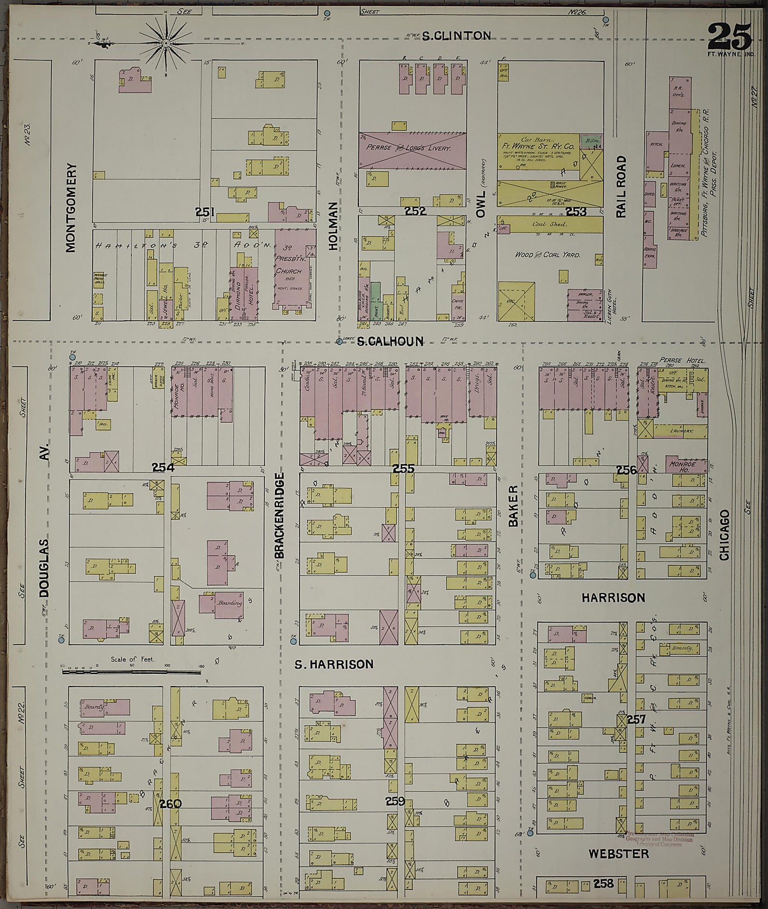 This old map of Fort Wayne, Allen County, Indiana was created by Sanborn Map Company in 1890