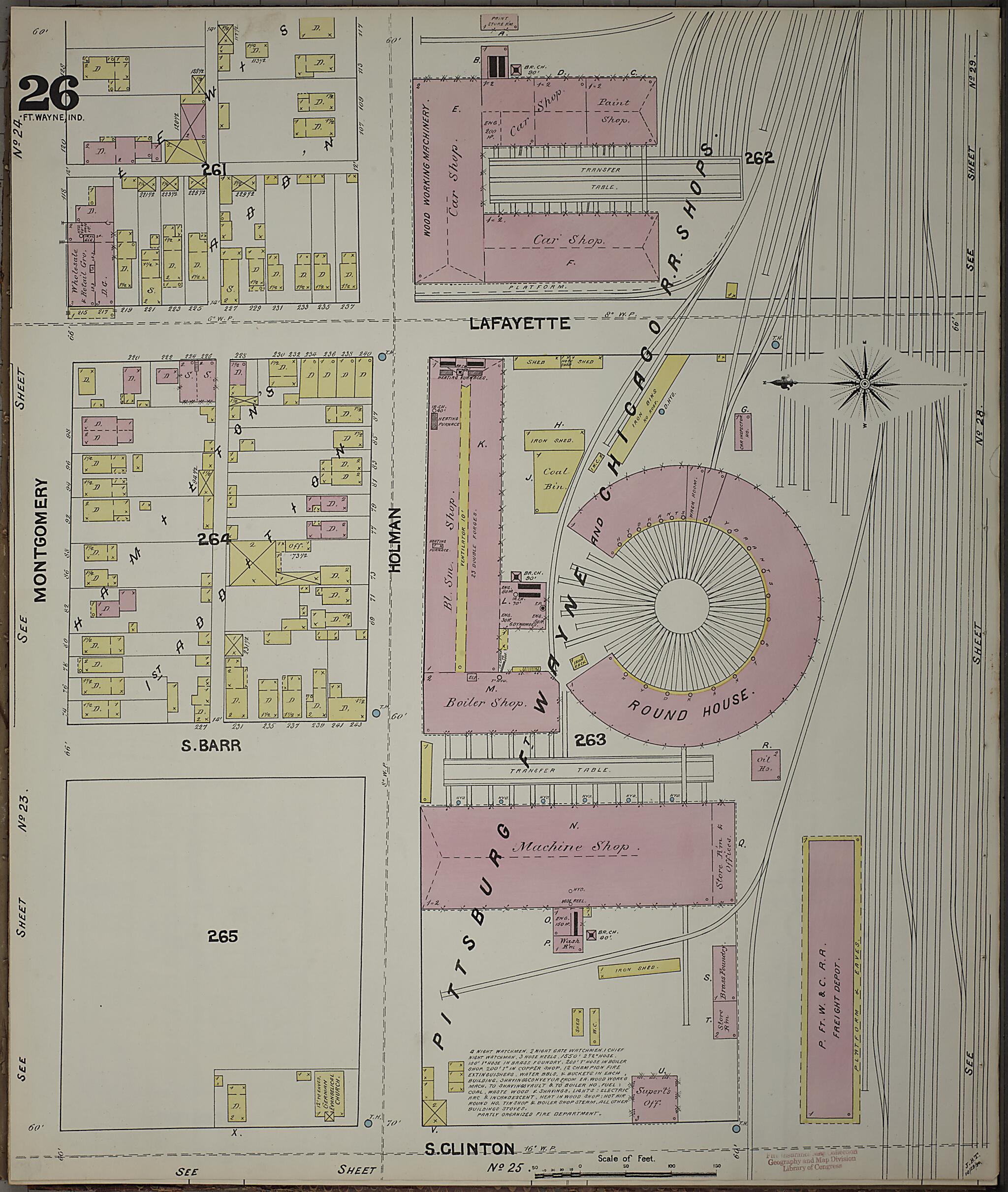 This old map of Fort Wayne, Allen County, Indiana was created by Sanborn Map Company in 1890