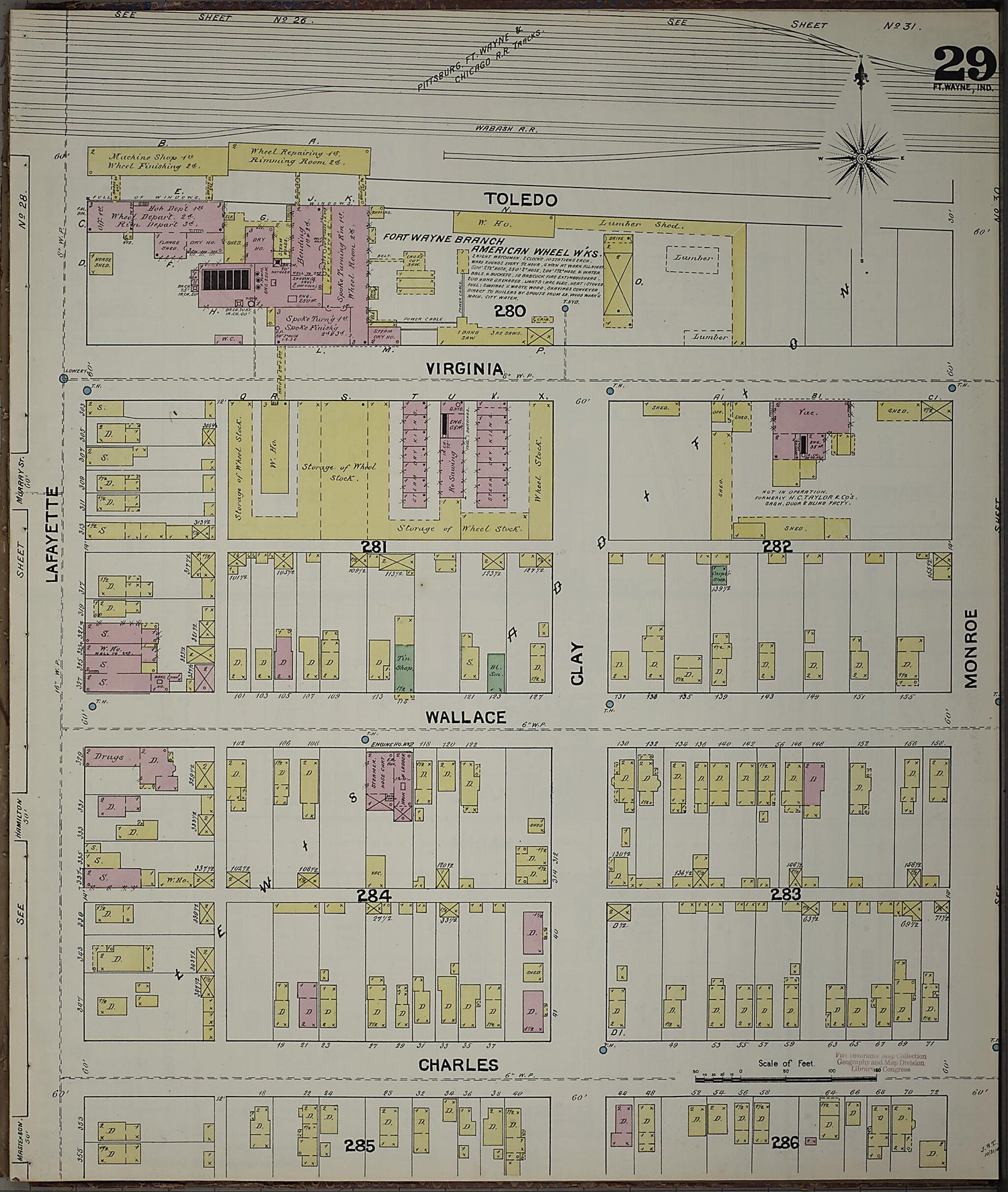 This old map of Fort Wayne, Allen County, Indiana was created by Sanborn Map Company in 1890