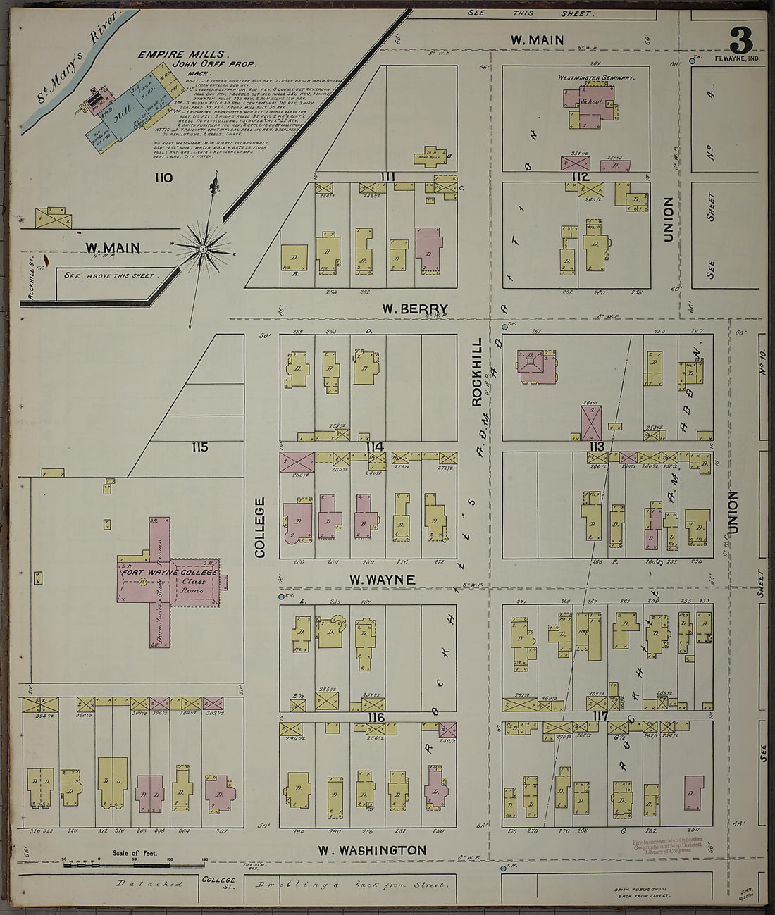 This old map of Fort Wayne, Allen County, Indiana was created by Sanborn Map Company in 1890