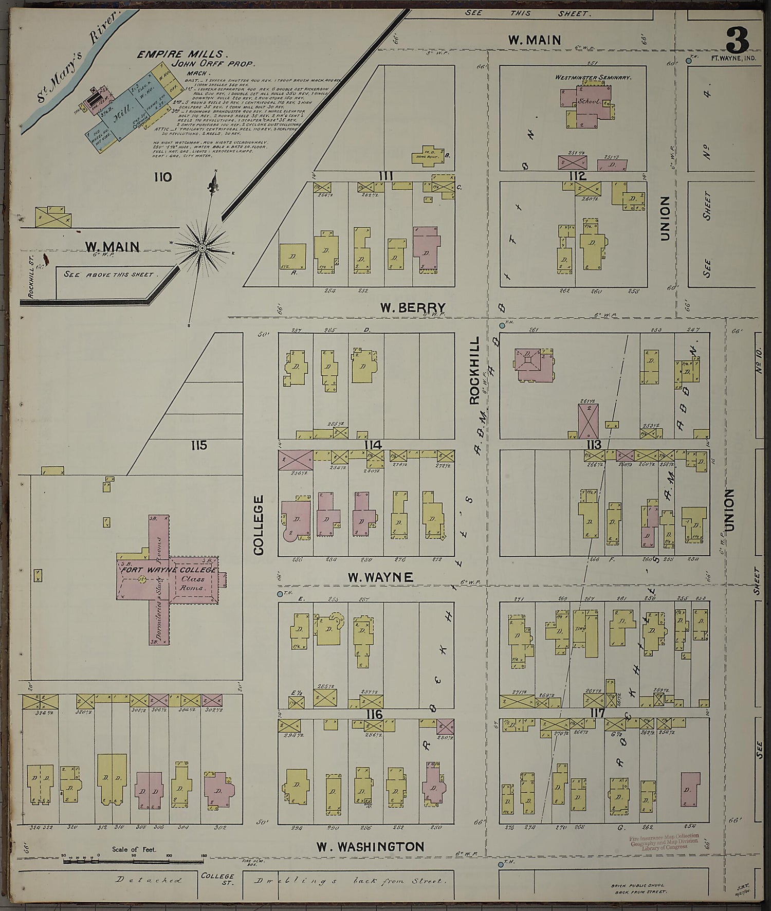 This old map of Fort Wayne, Allen County, Indiana was created by Sanborn Map Company in 1890