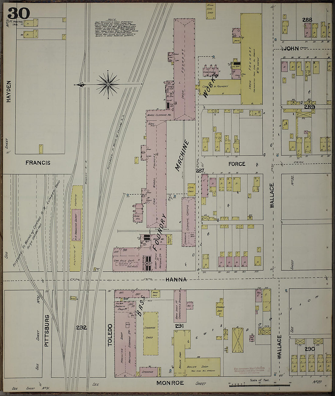 This old map of Fort Wayne, Allen County, Indiana was created by Sanborn Map Company in 1890