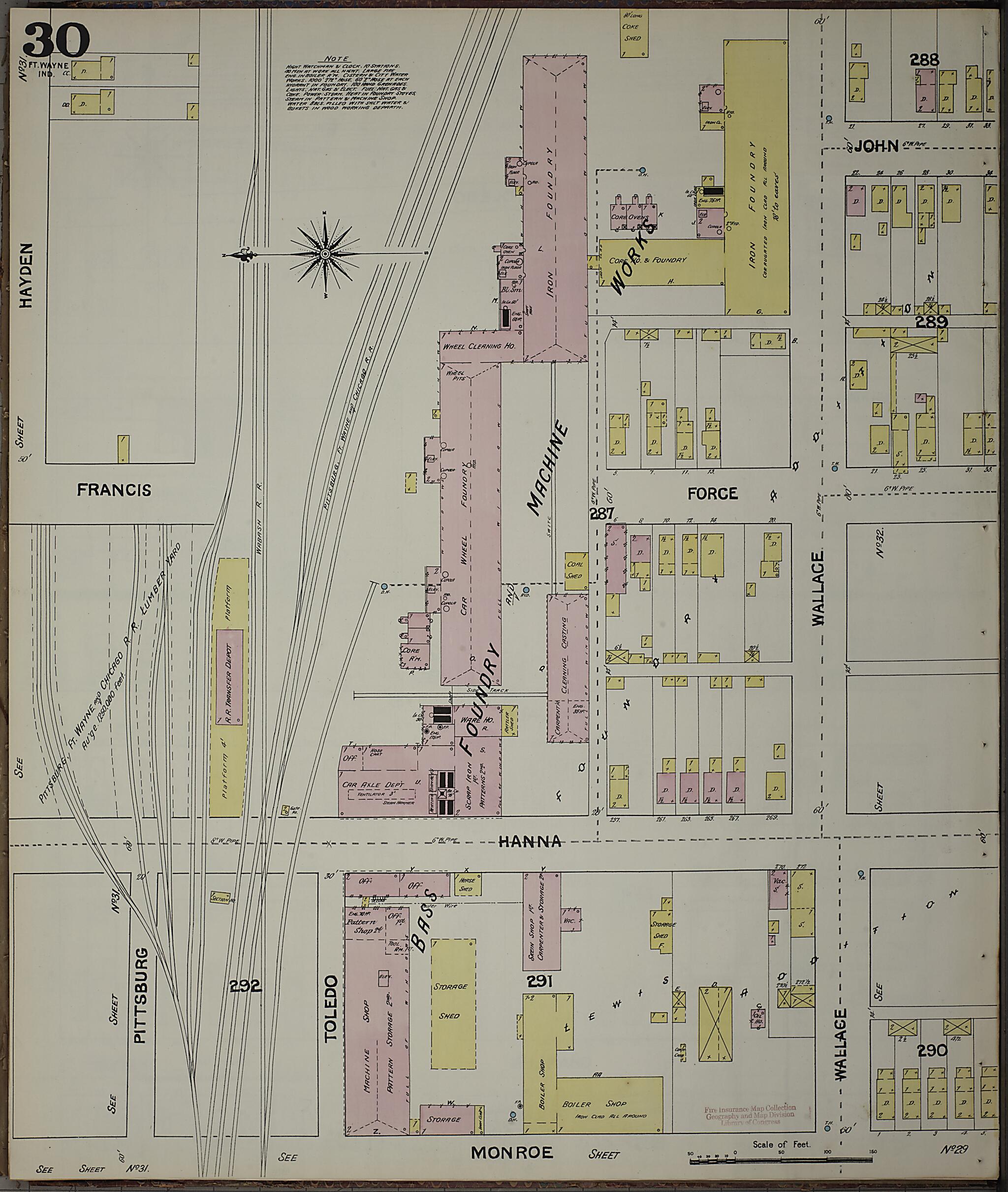 This old map of Fort Wayne, Allen County, Indiana was created by Sanborn Map Company in 1890