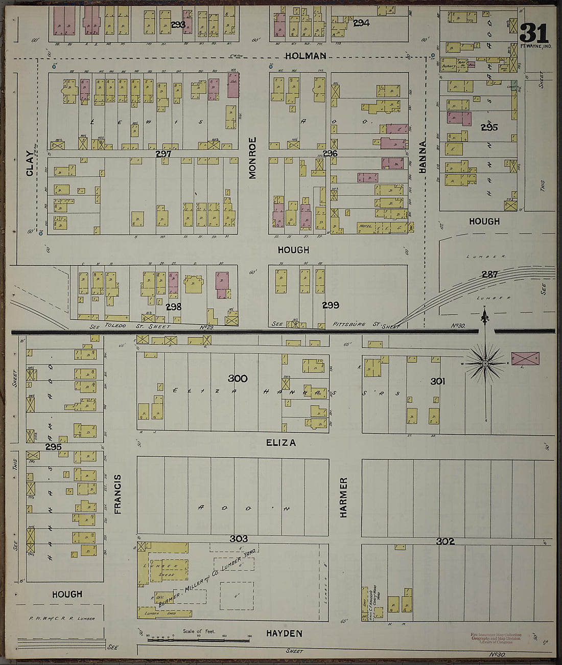 This old map of Fort Wayne, Allen County, Indiana was created by Sanborn Map Company in 1890