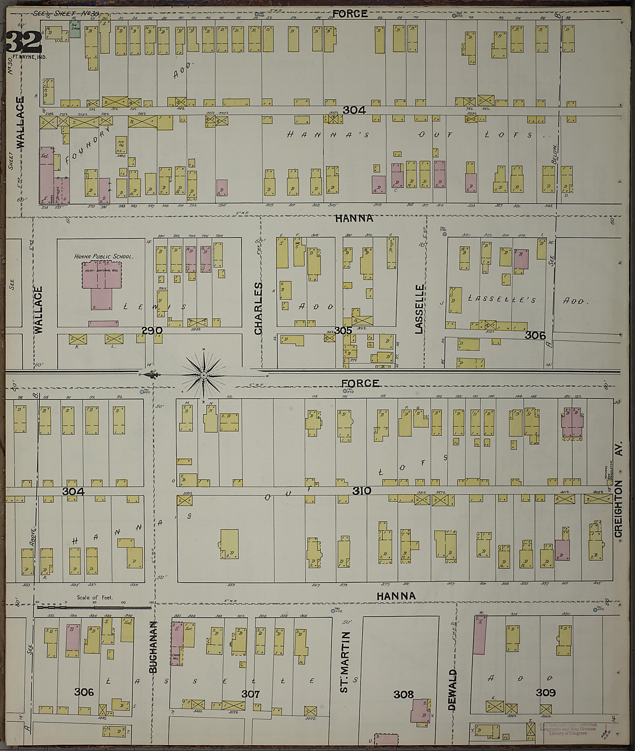 This old map of Fort Wayne, Allen County, Indiana was created by Sanborn Map Company in 1890