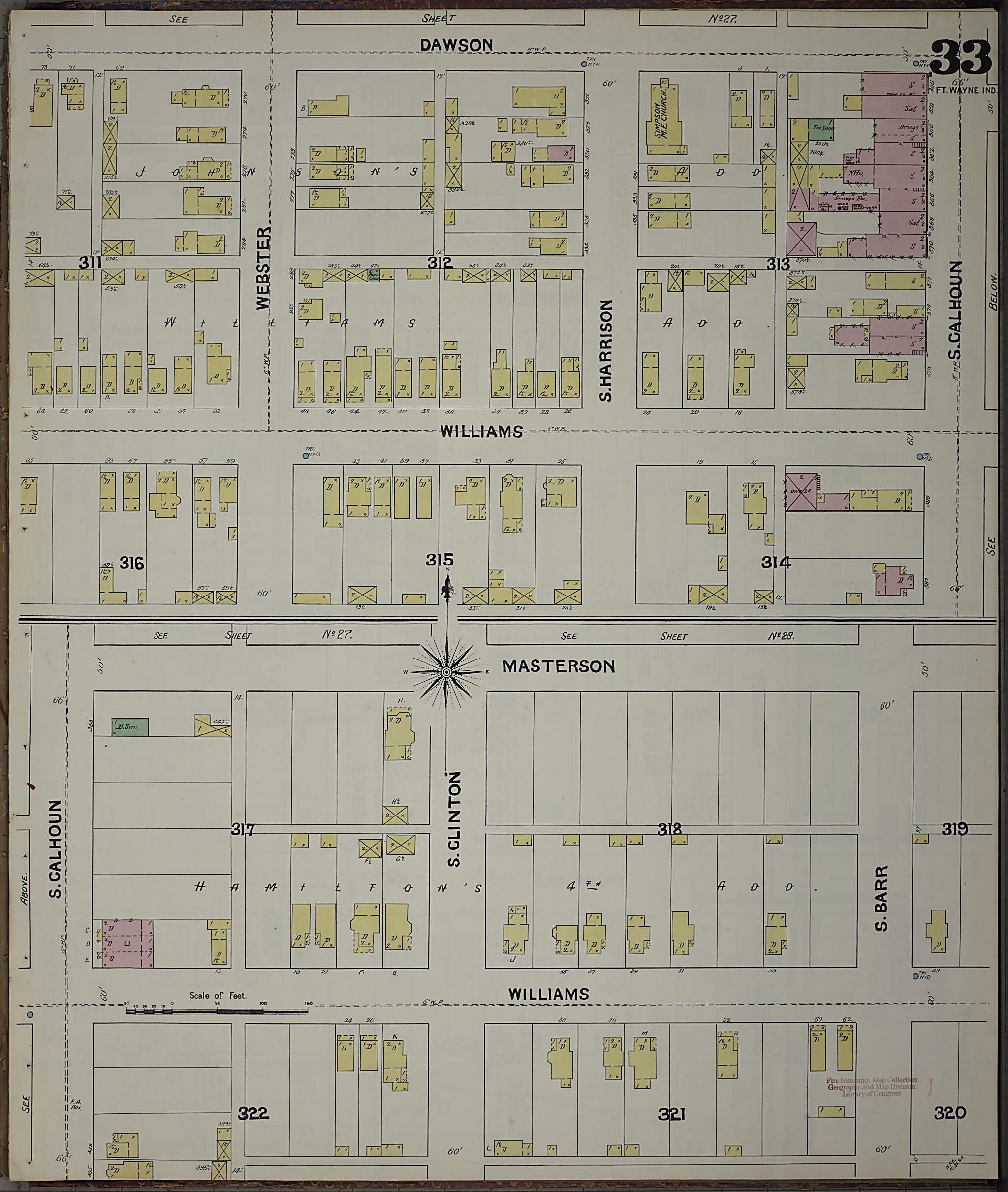 This old map of Fort Wayne, Allen County, Indiana was created by Sanborn Map Company in 1890