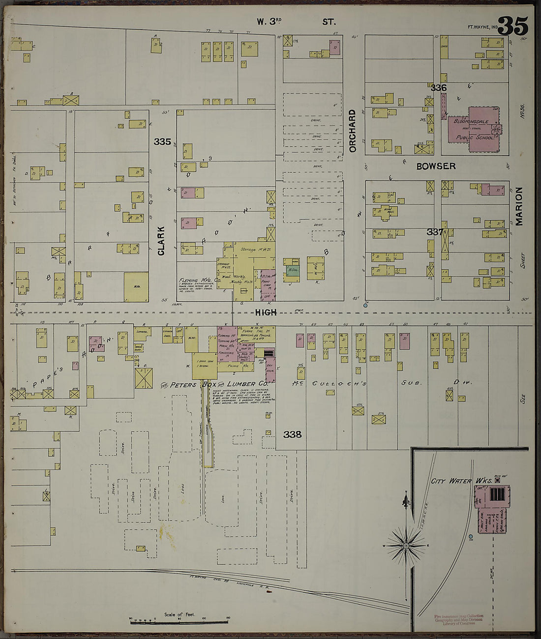 This old map of Fort Wayne, Allen County, Indiana was created by Sanborn Map Company in 1890