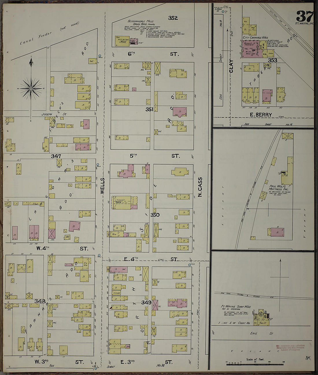 This old map of Fort Wayne, Allen County, Indiana was created by Sanborn Map Company in 1890