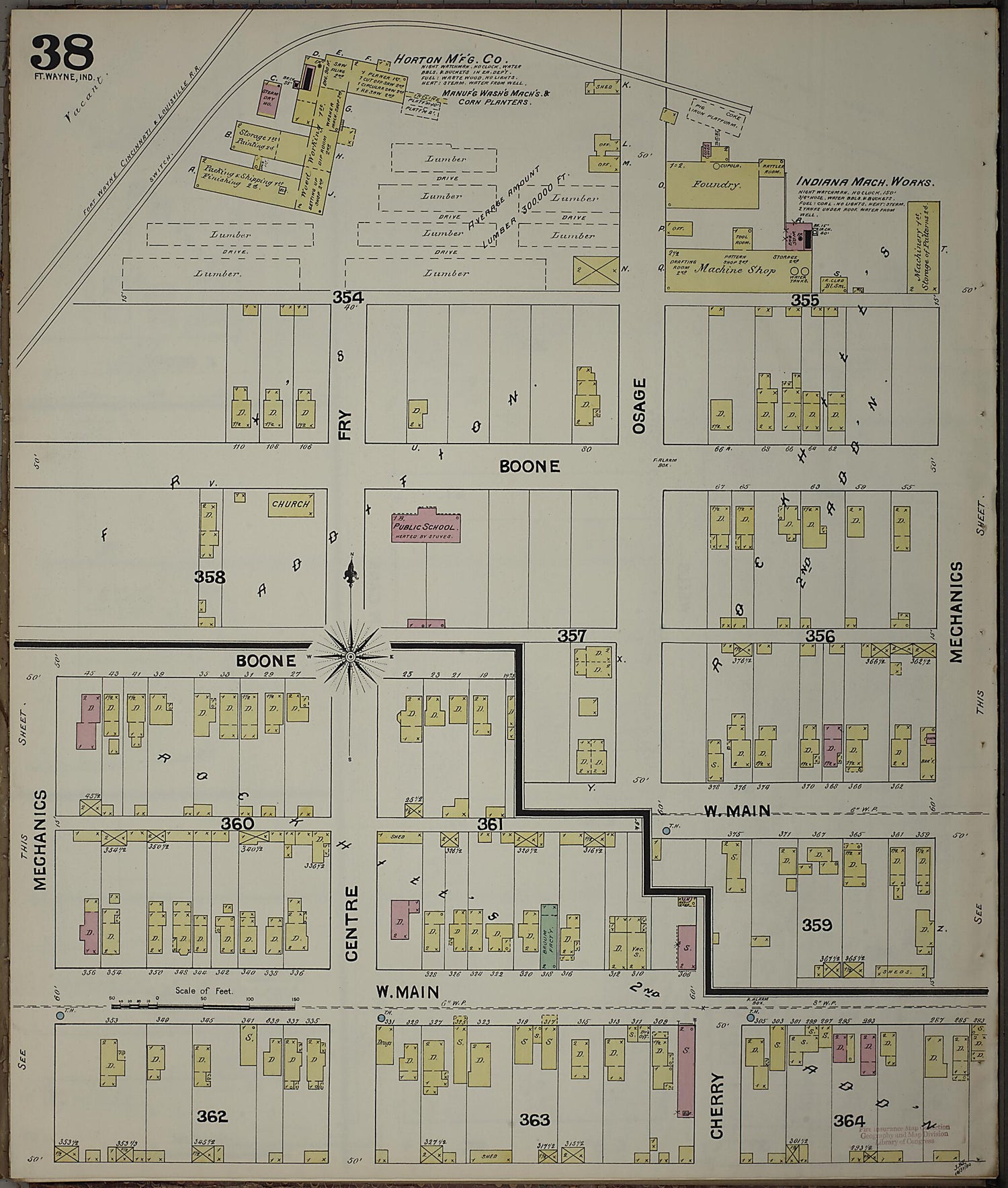 This old map of Fort Wayne, Allen County, Indiana was created by Sanborn Map Company in 1890