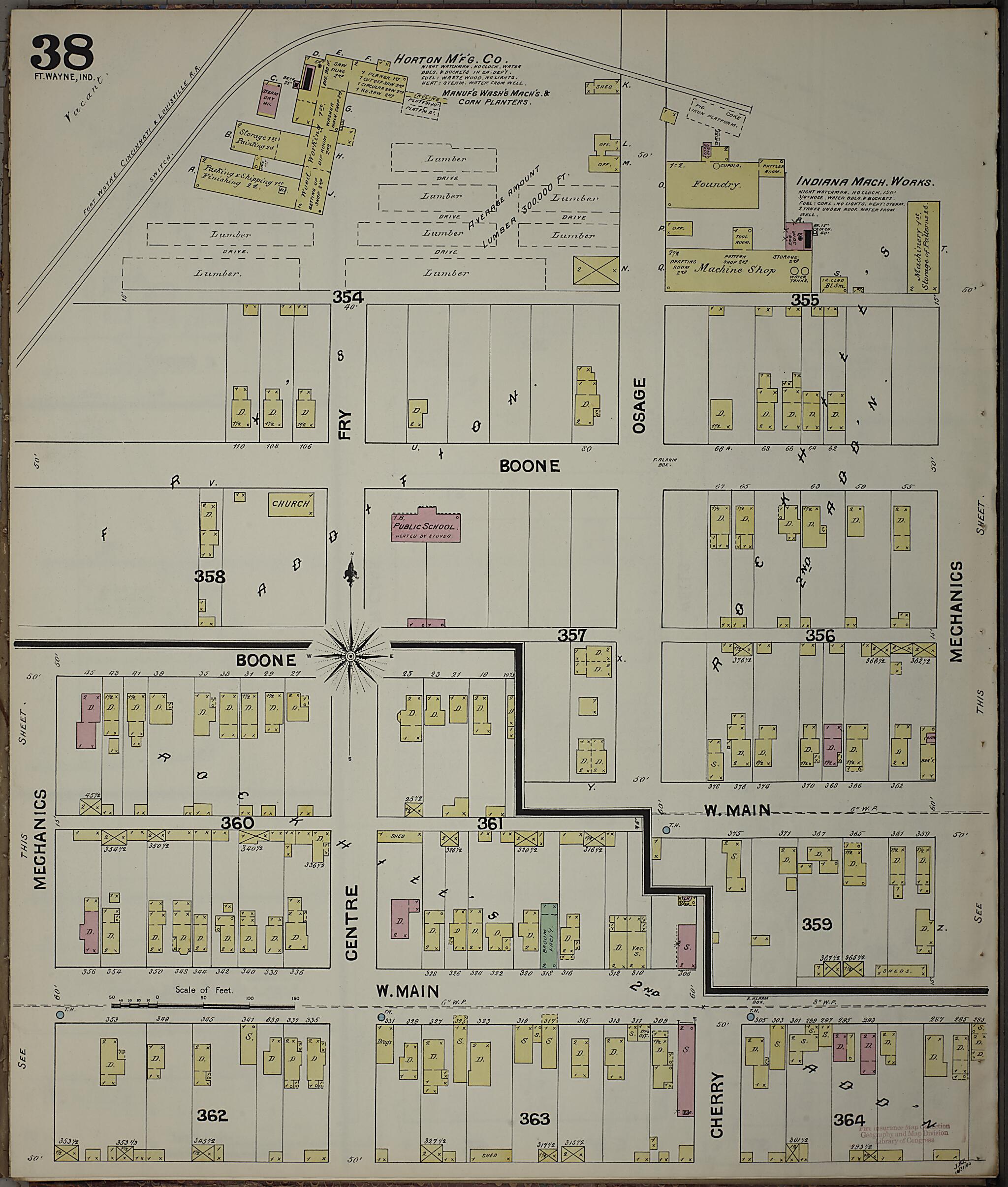 This old map of Fort Wayne, Allen County, Indiana was created by Sanborn Map Company in 1890