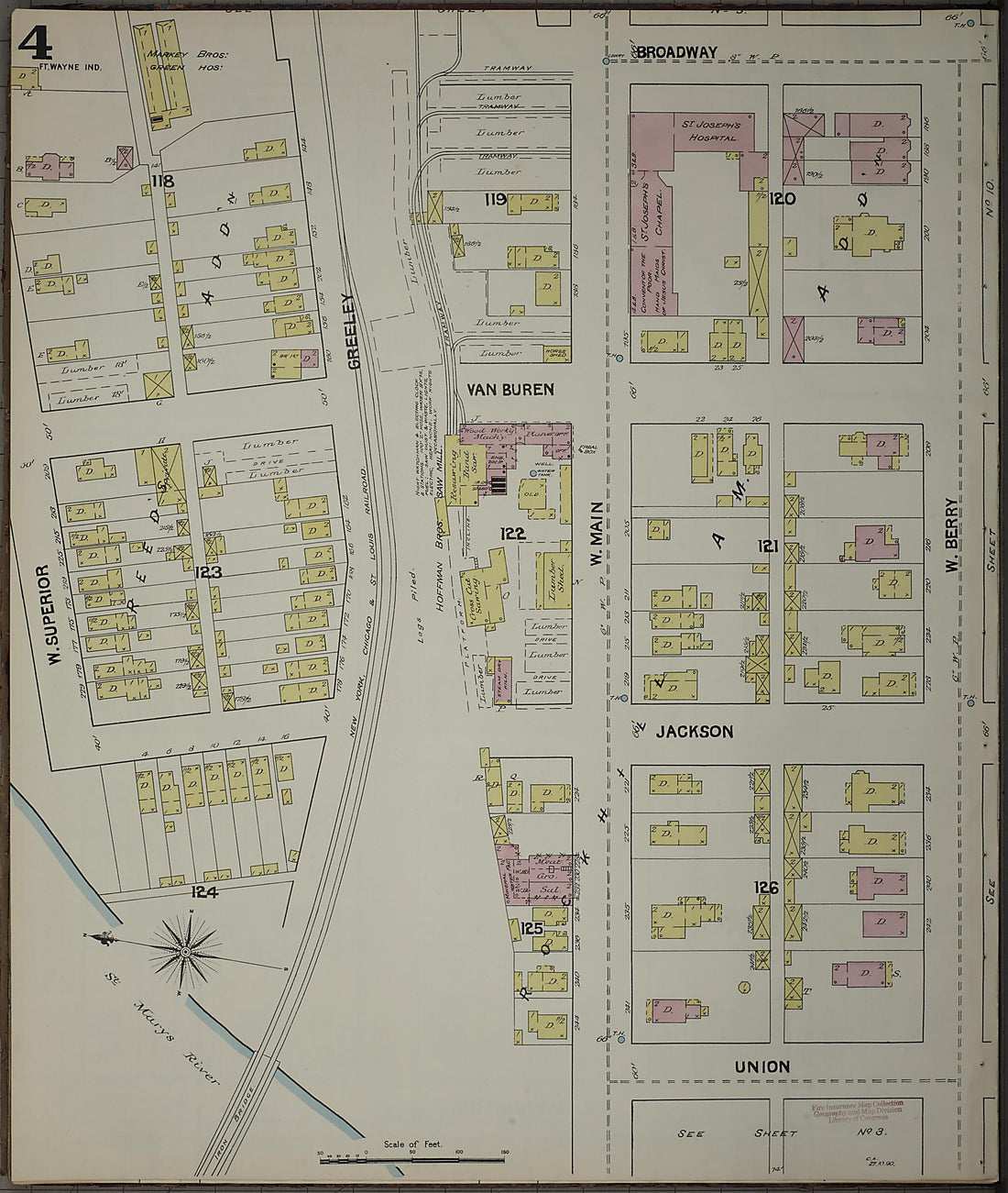 This old map of Fort Wayne, Allen County, Indiana was created by Sanborn Map Company in 1890