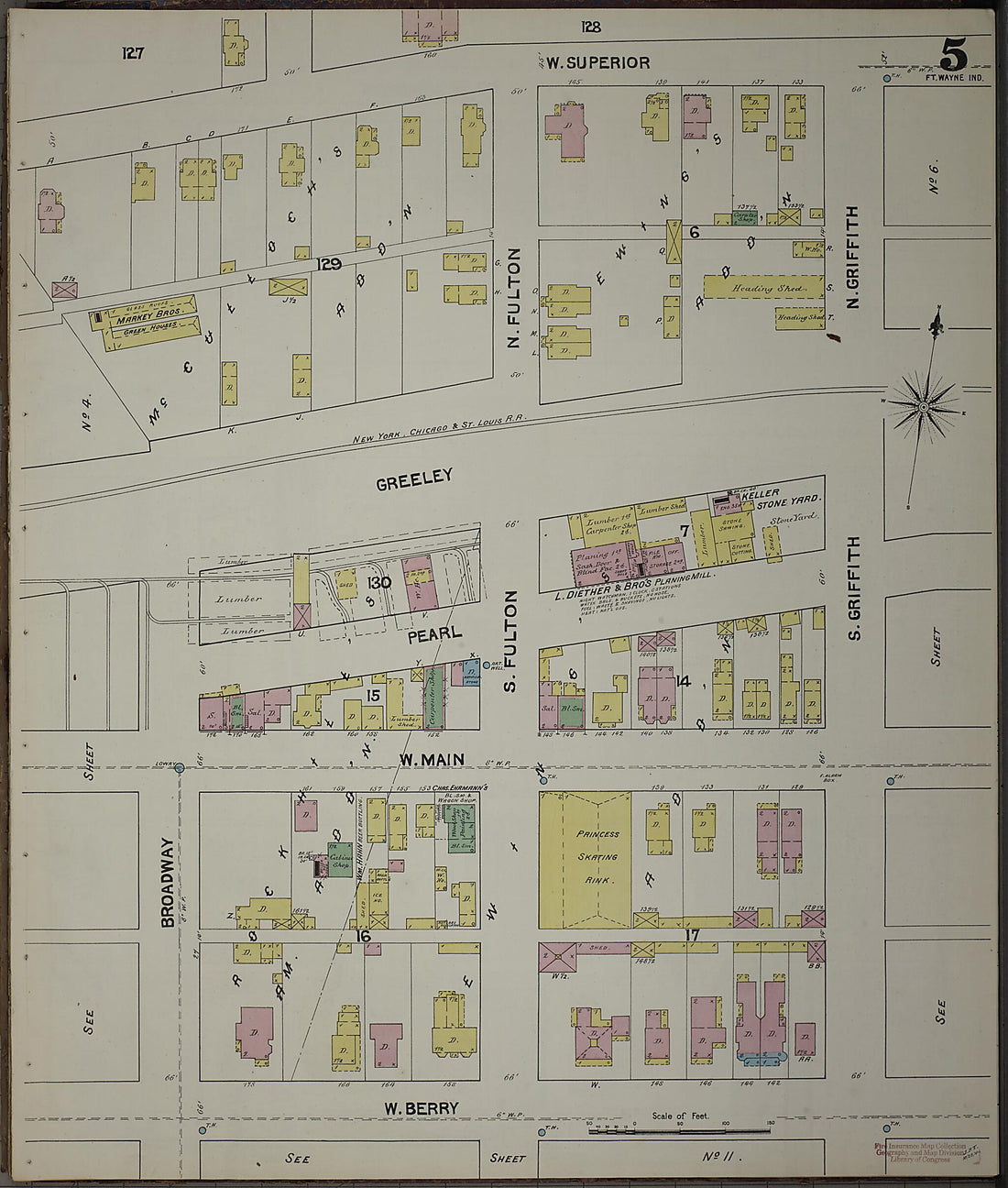 This old map of Fort Wayne, Allen County, Indiana was created by Sanborn Map Company in 1890