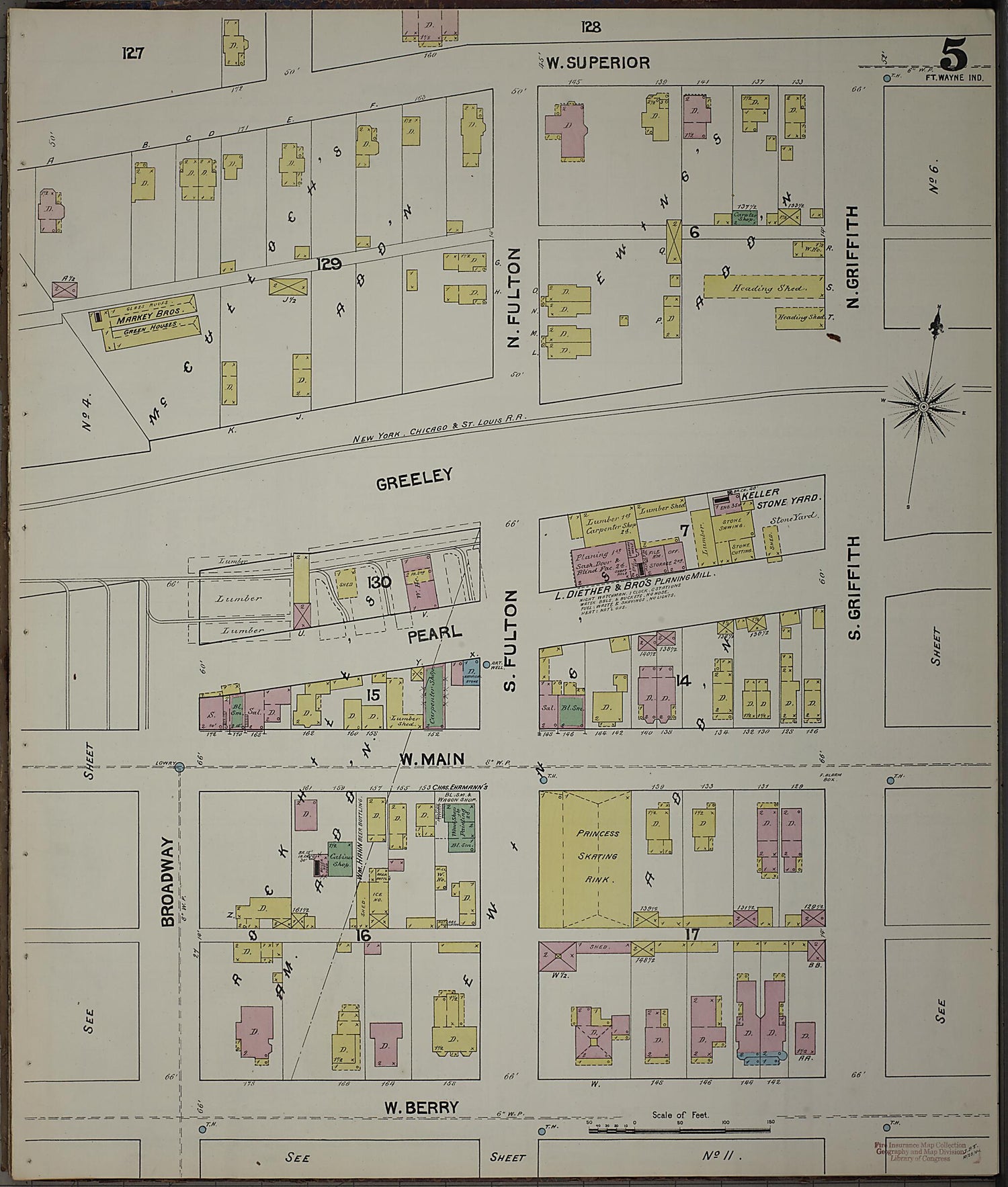 This old map of Fort Wayne, Allen County, Indiana was created by Sanborn Map Company in 1890