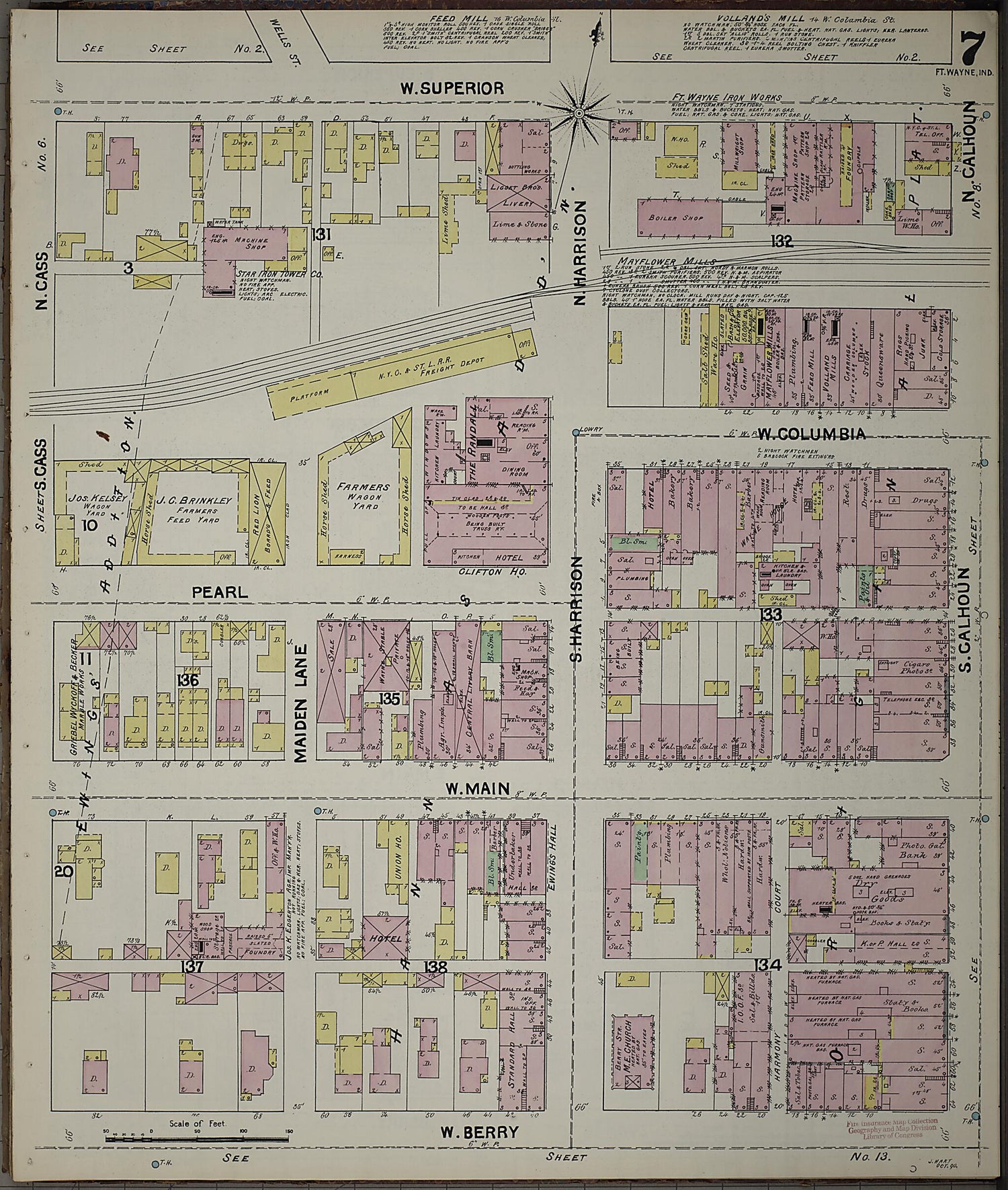 This old map of Fort Wayne, Allen County, Indiana was created by Sanborn Map Company in 1890