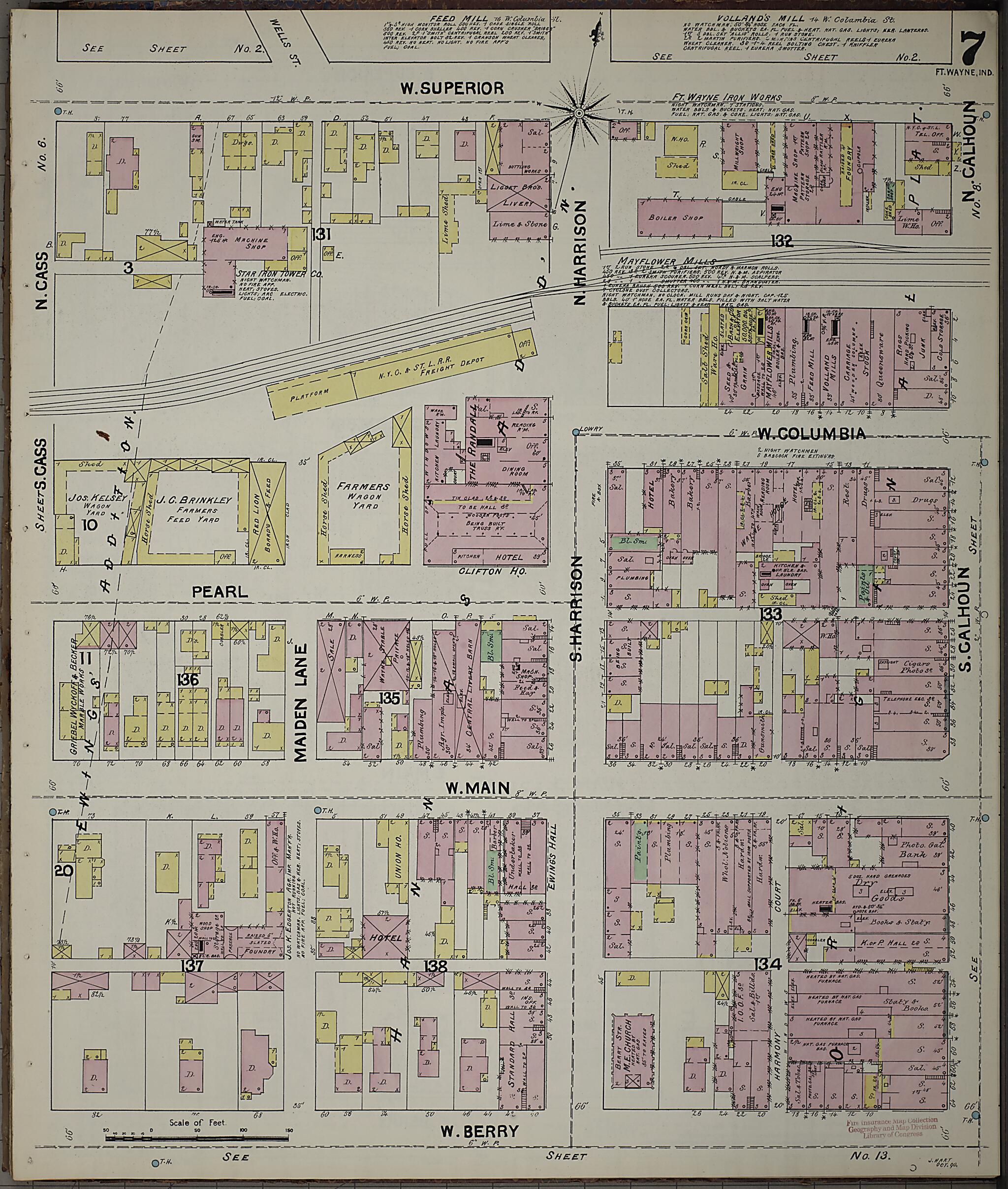 This old map of Fort Wayne, Allen County, Indiana was created by Sanborn Map Company in 1890