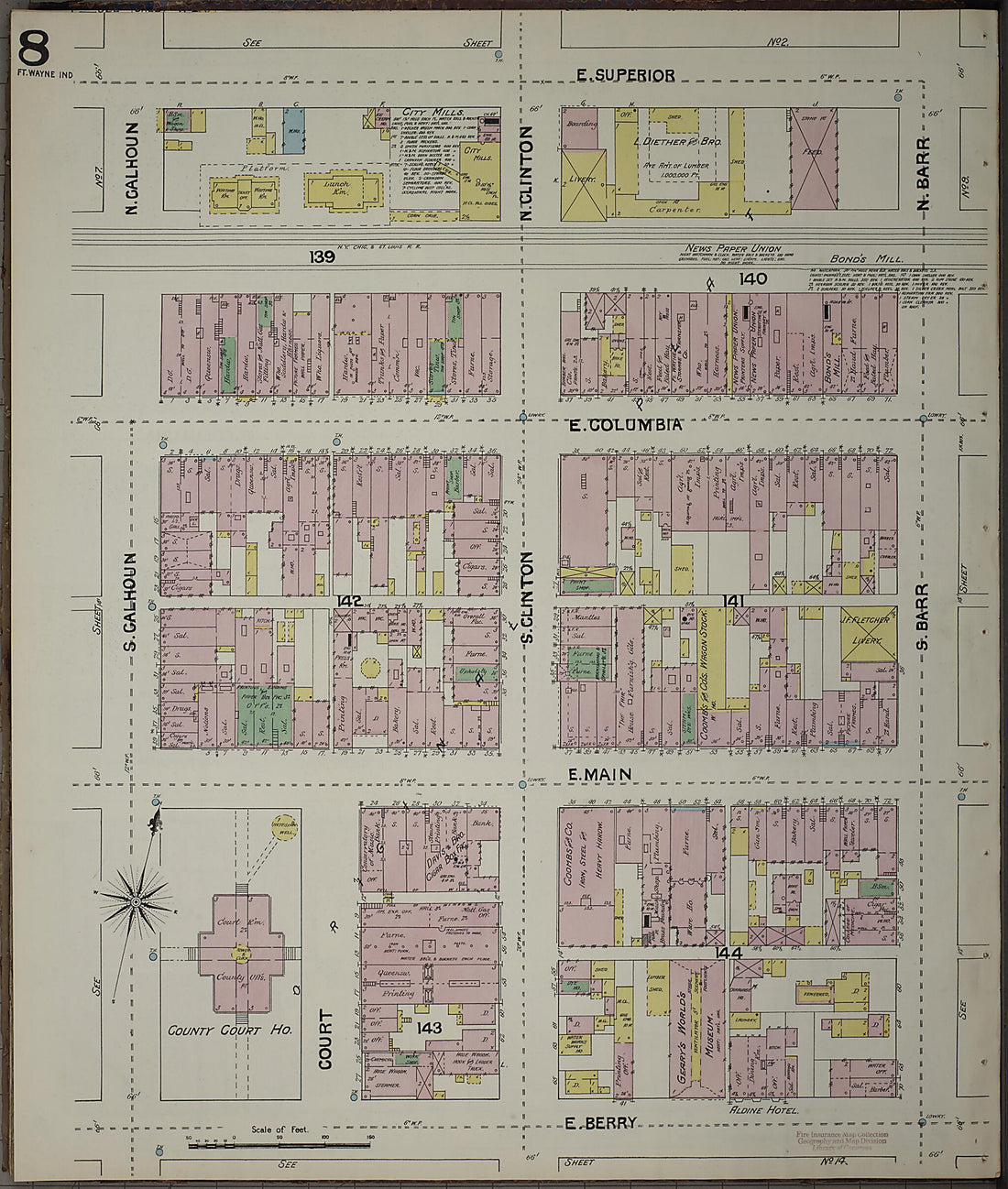 This old map of Fort Wayne, Allen County, Indiana was created by Sanborn Map Company in 1890