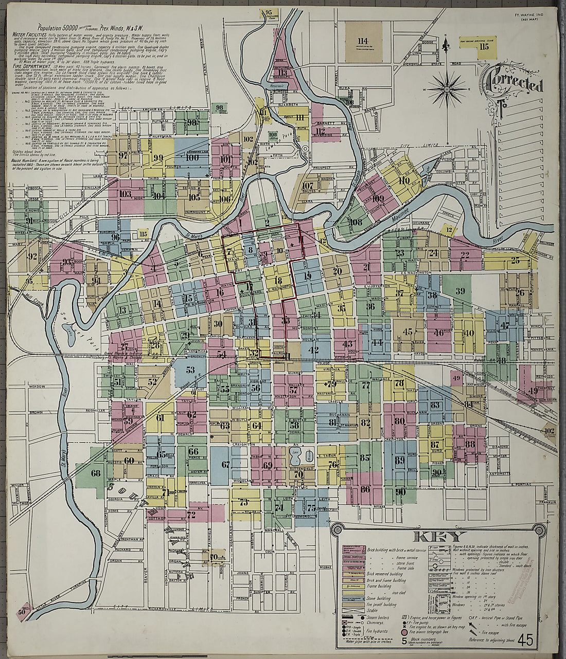 This old map of Fort Wayne, Allen County, Indiana was created by Sanborn Map Company in 1902