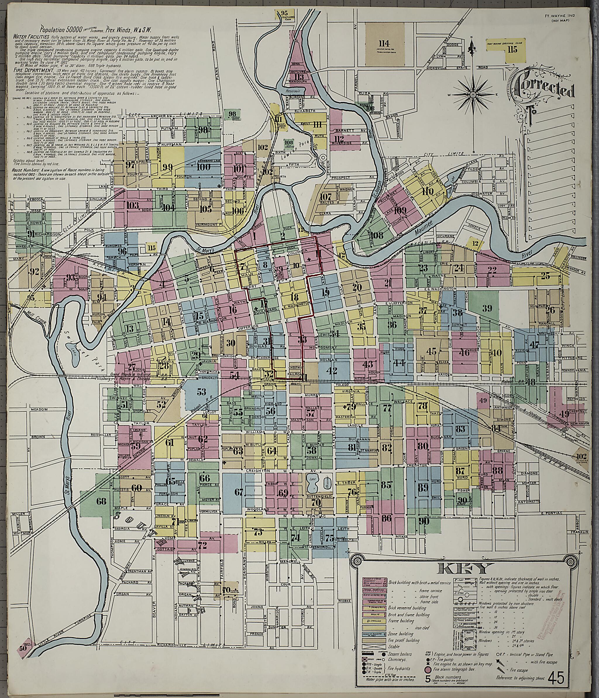 This old map of Fort Wayne, Allen County, Indiana was created by Sanborn Map Company in 1902