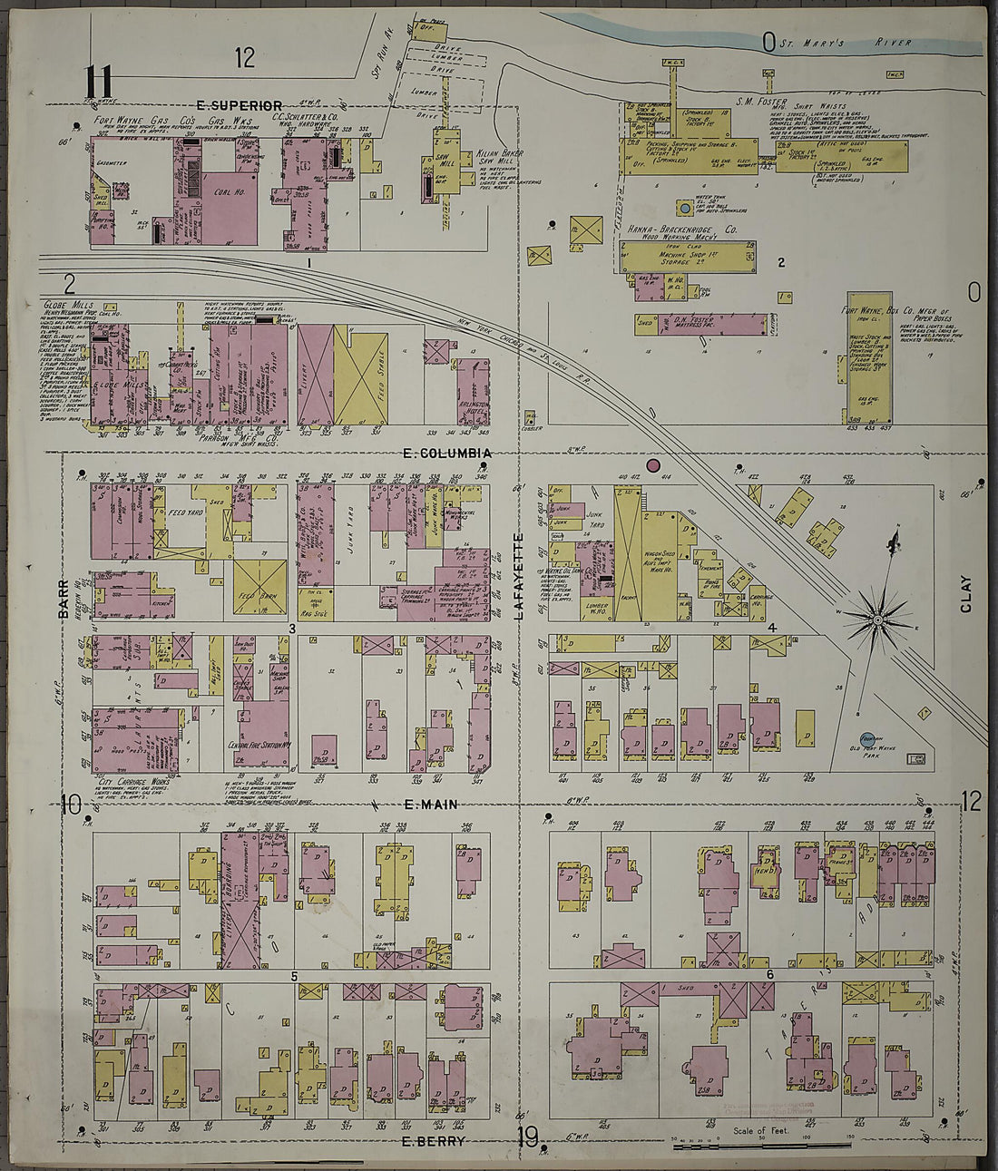 This old map of Fort Wayne, Allen County, Indiana was created by Sanborn Map Company in 1902