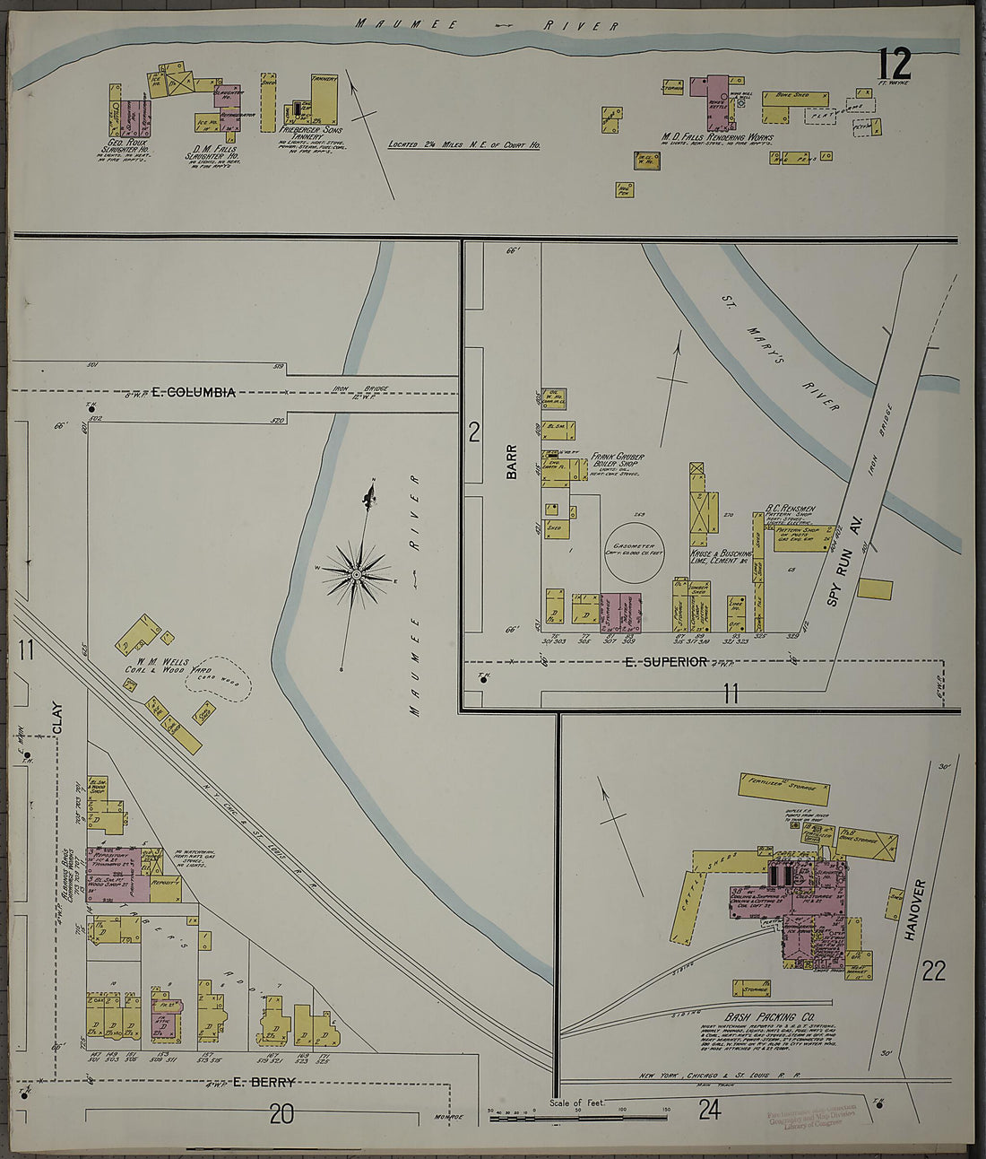 This old map of Fort Wayne, Allen County, Indiana was created by Sanborn Map Company in 1902