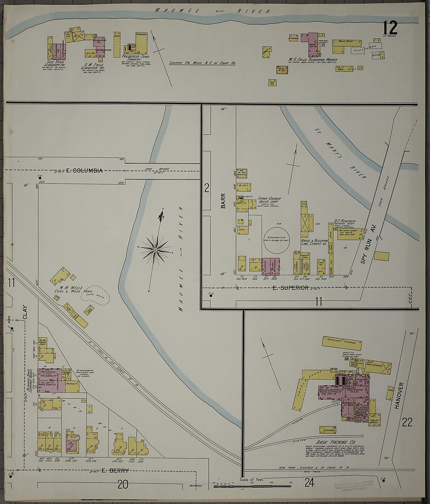 This old map of Fort Wayne, Allen County, Indiana was created by Sanborn Map Company in 1902