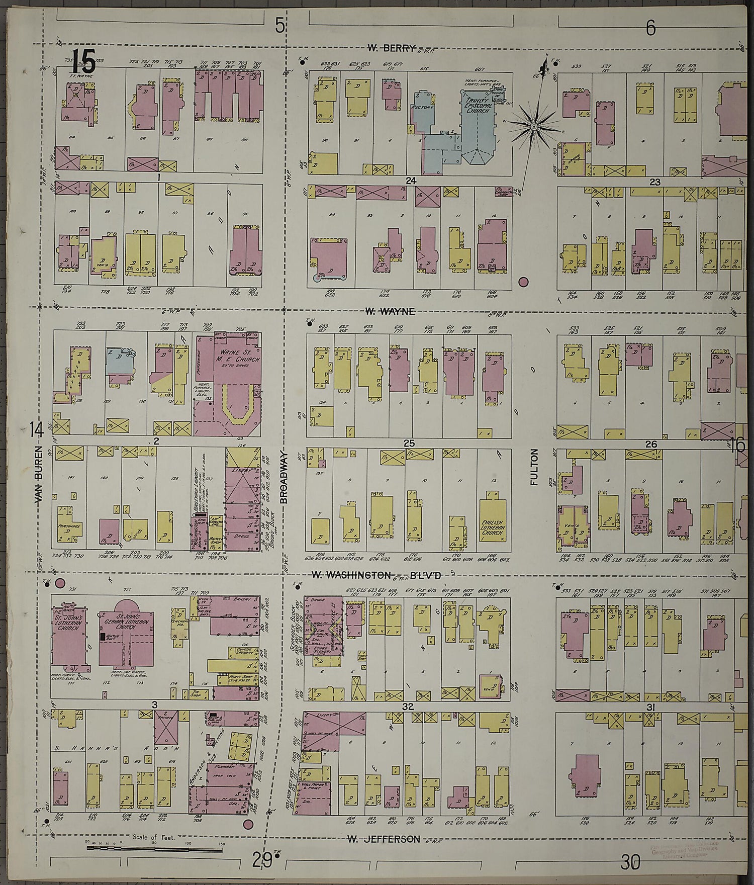 This old map of Fort Wayne, Allen County, Indiana was created by Sanborn Map Company in 1902