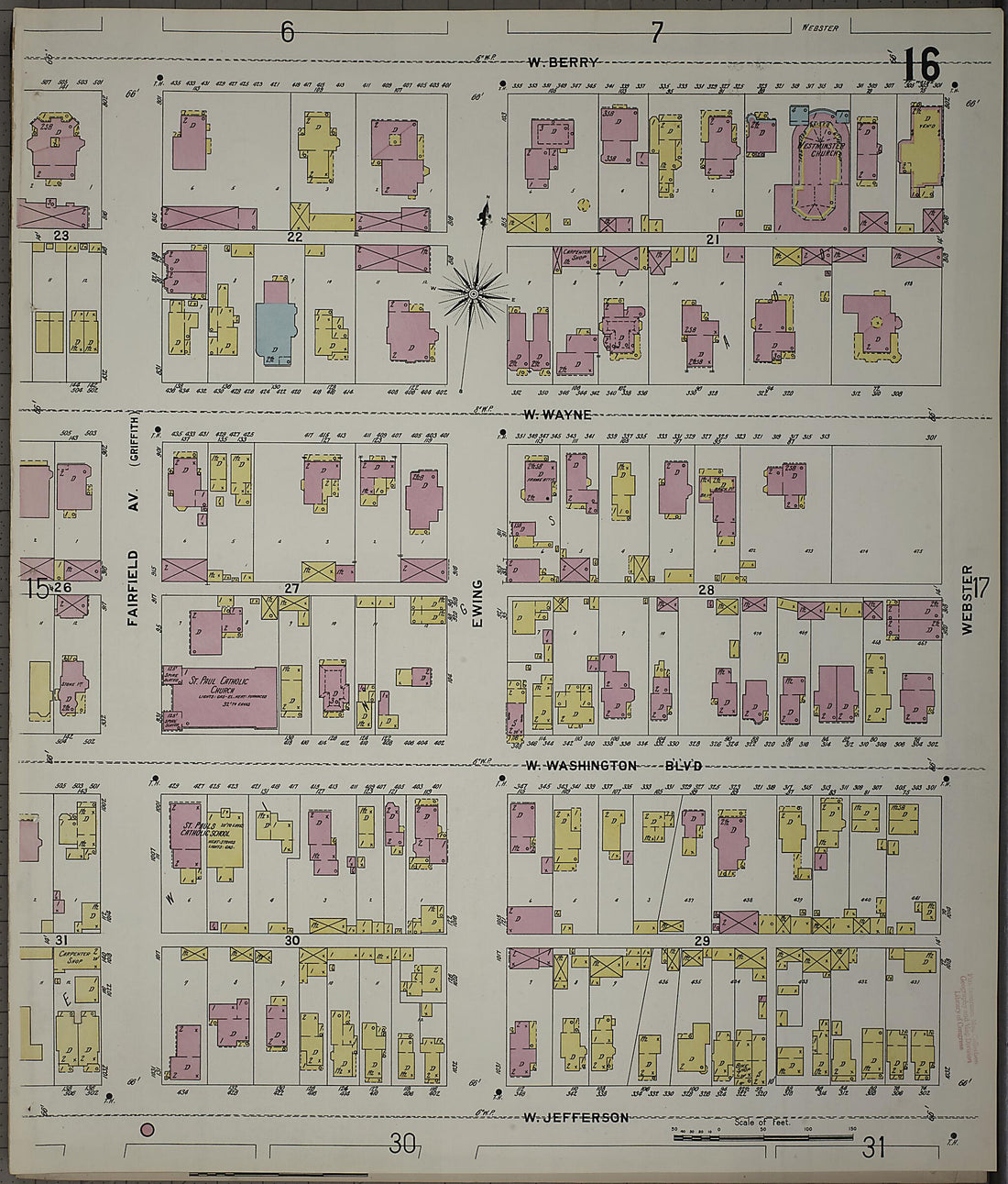 This old map of Fort Wayne, Allen County, Indiana was created by Sanborn Map Company in 1902