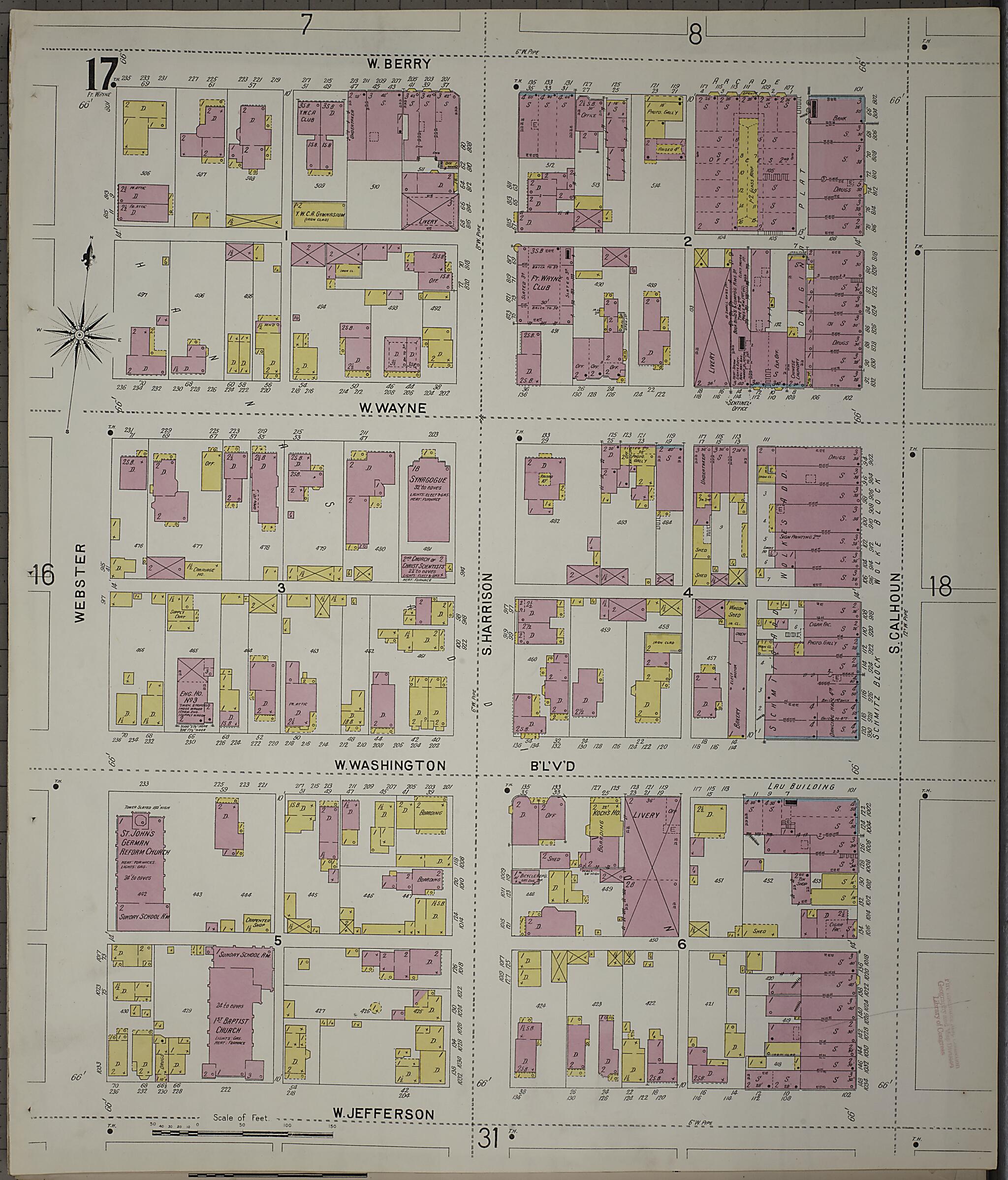 This old map of Fort Wayne, Allen County, Indiana was created by Sanborn Map Company in 1902