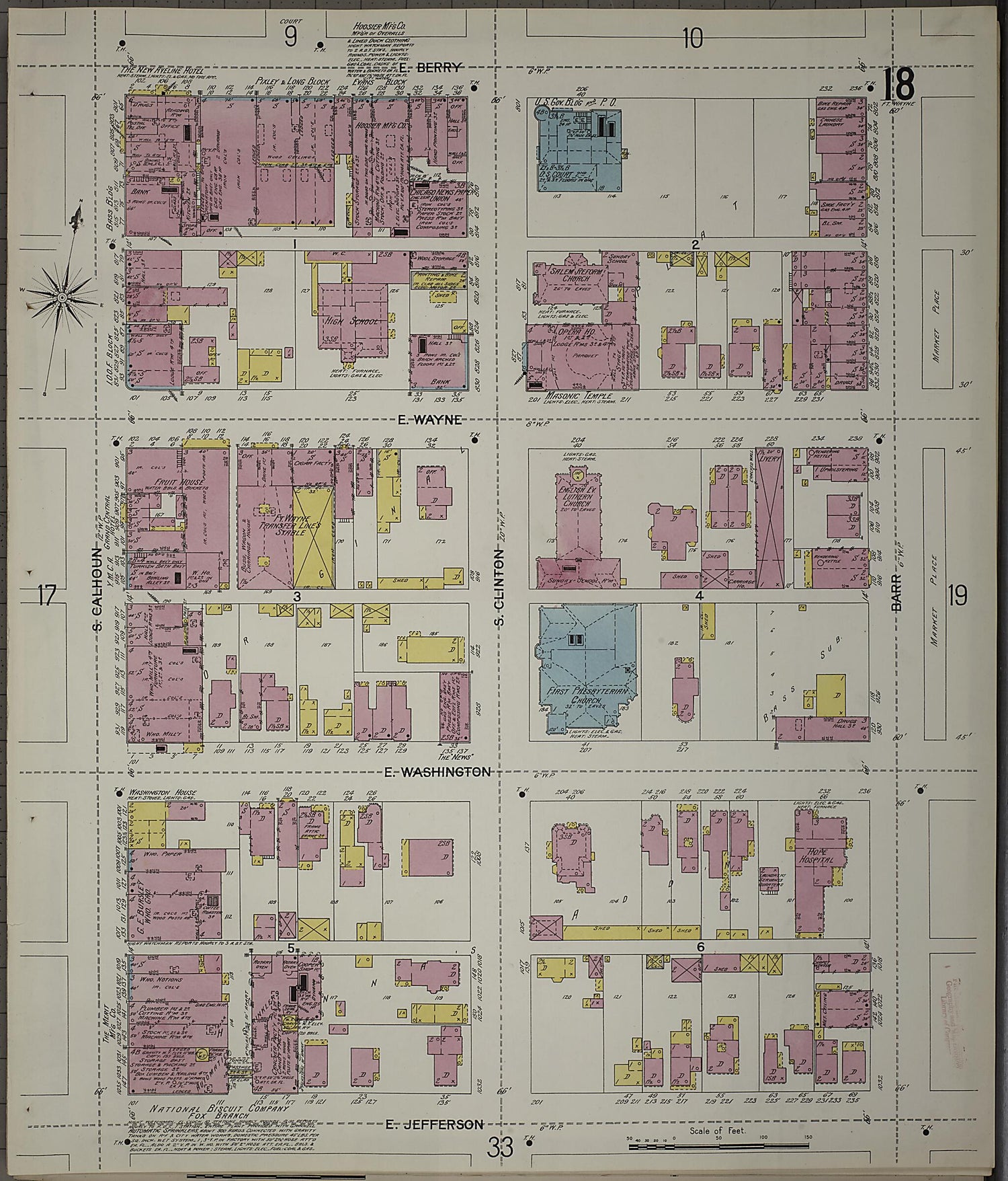 This old map of Fort Wayne, Allen County, Indiana was created by Sanborn Map Company in 1902