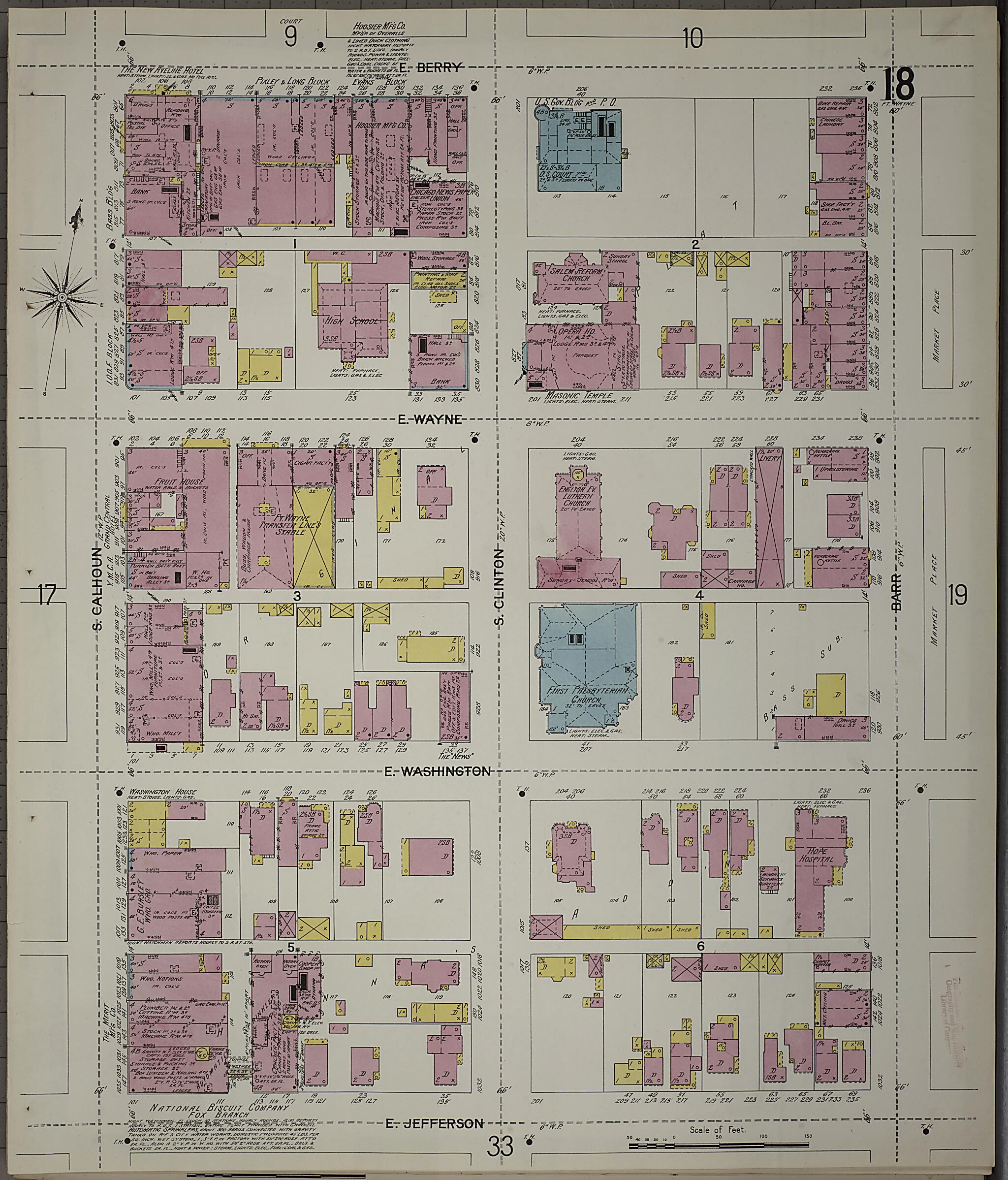 This old map of Fort Wayne, Allen County, Indiana was created by Sanborn Map Company in 1902