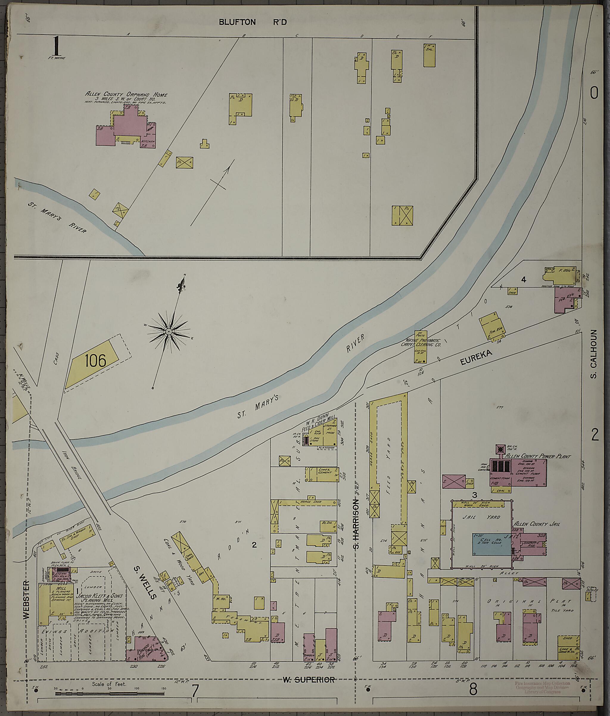 This old map of Fort Wayne, Allen County, Indiana was created by Sanborn Map Company in 1902