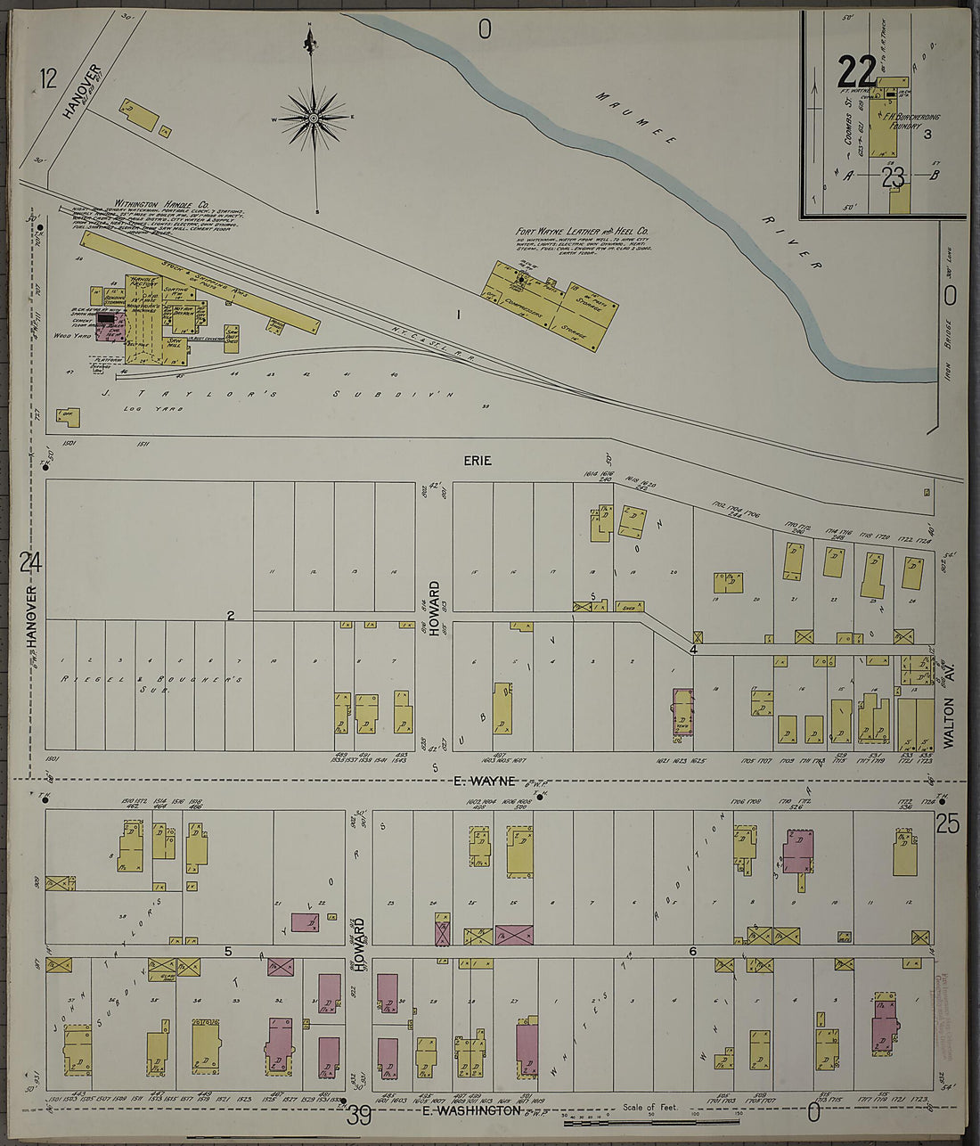 This old map of Fort Wayne, Allen County, Indiana was created by Sanborn Map Company in 1902