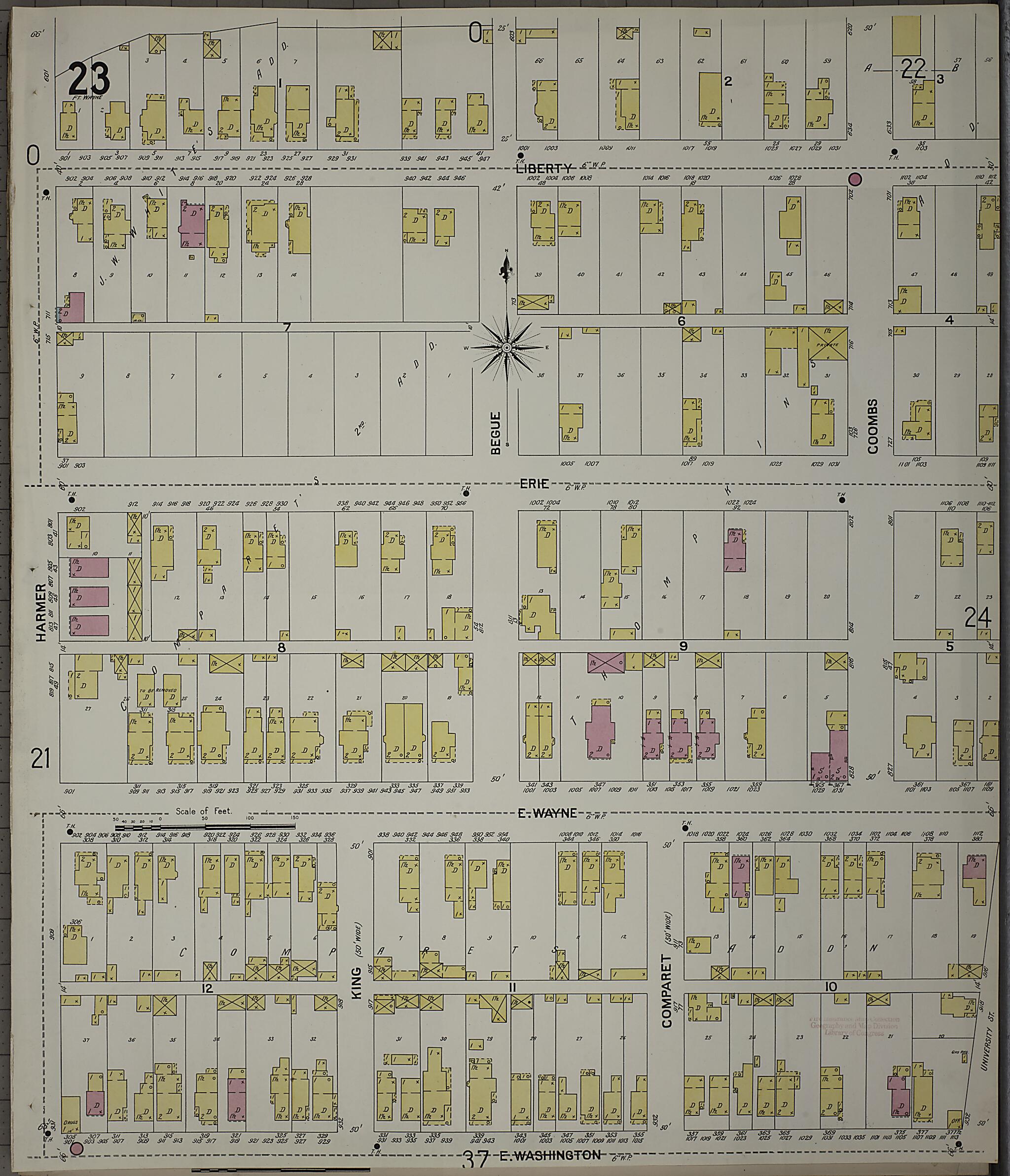 This old map of Fort Wayne, Allen County, Indiana was created by Sanborn Map Company in 1902