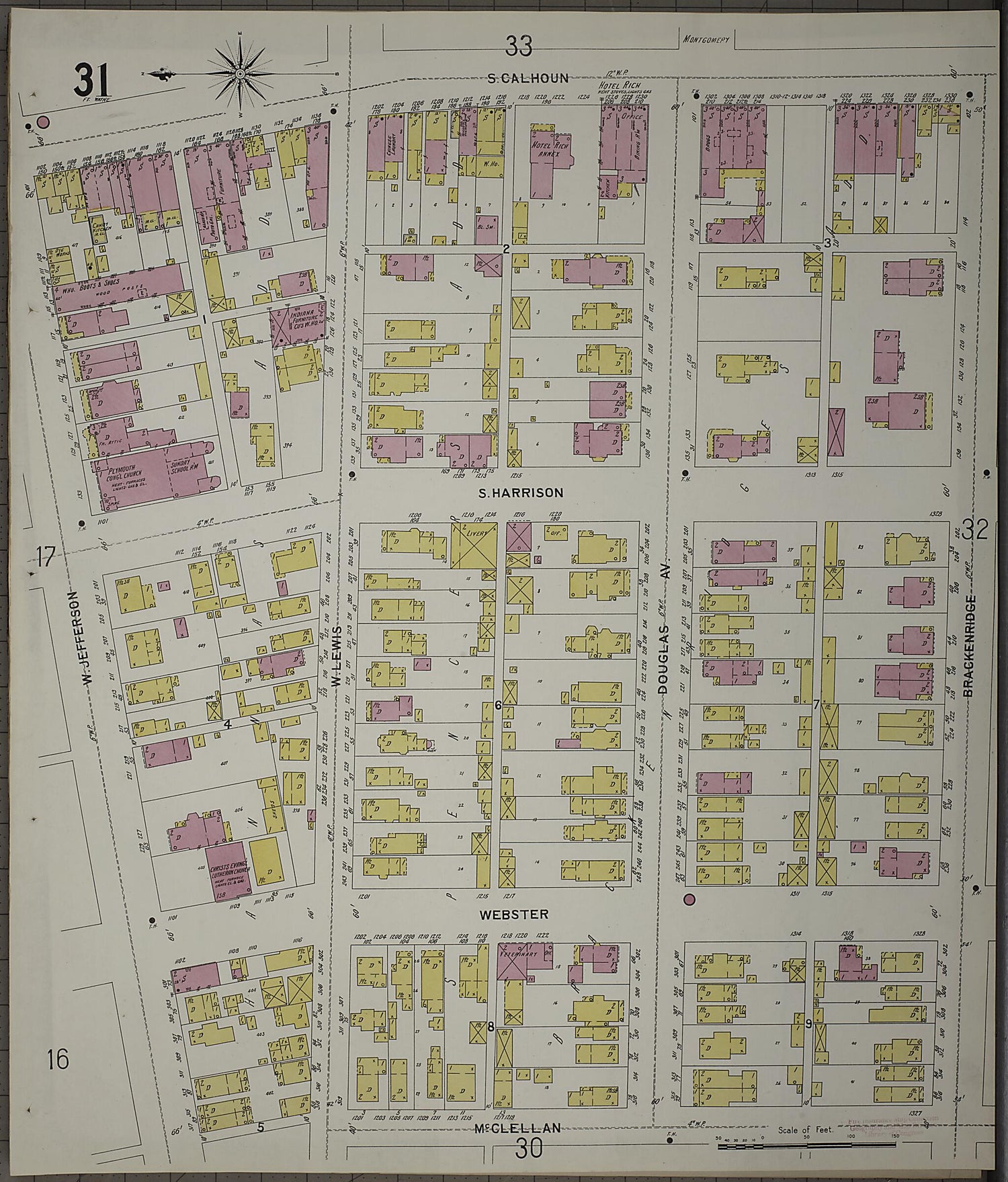 This old map of Fort Wayne, Allen County, Indiana was created by Sanborn Map Company in 1902