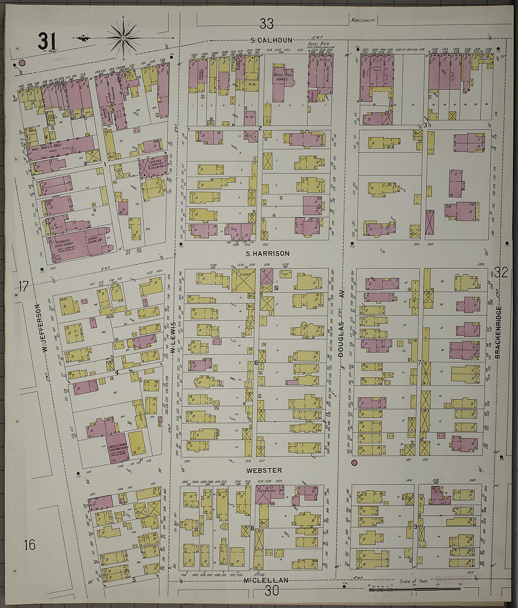 This old map of Fort Wayne, Allen County, Indiana was created by Sanborn Map Company in 1902