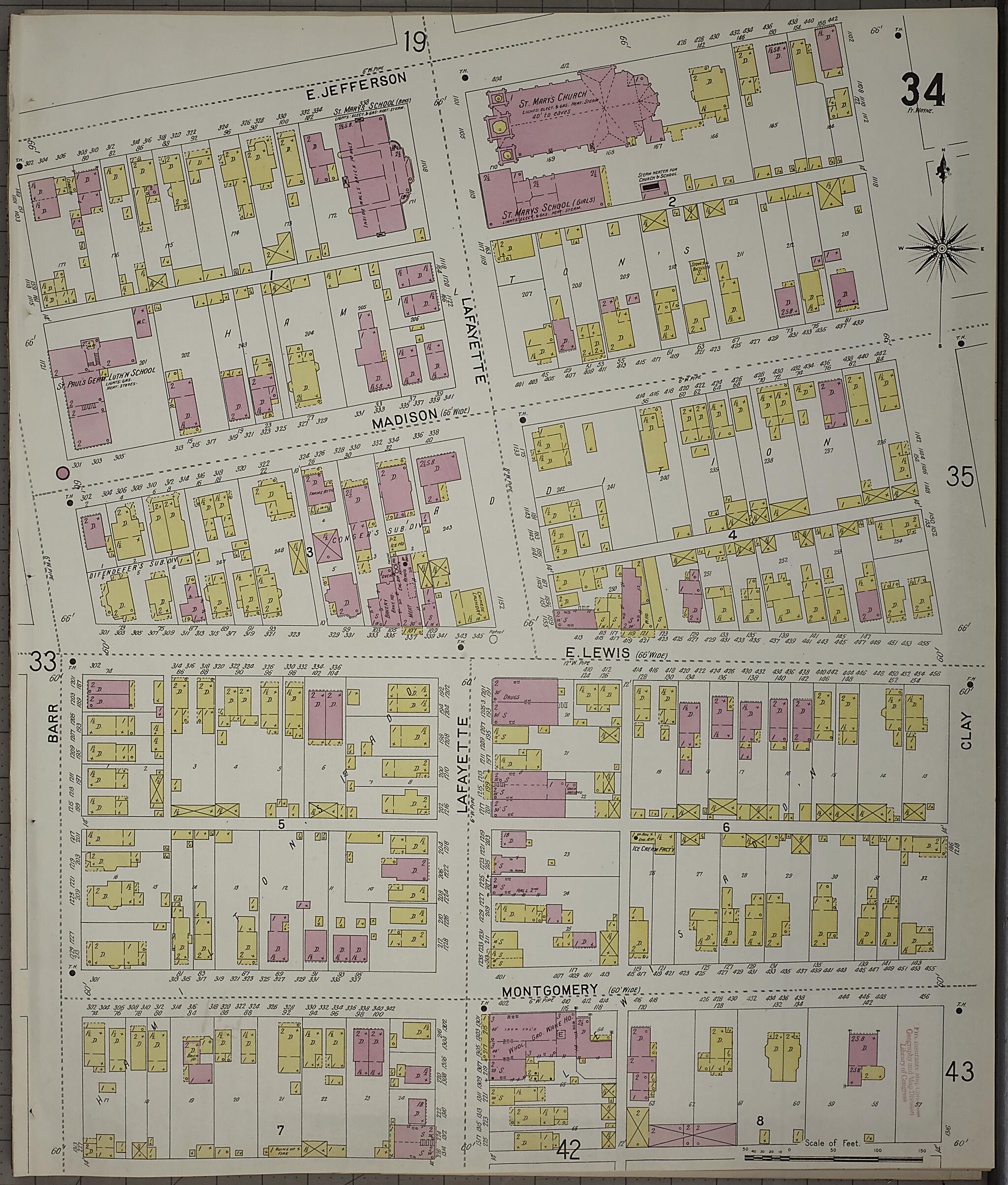 This old map of Fort Wayne, Allen County, Indiana was created by Sanborn Map Company in 1902