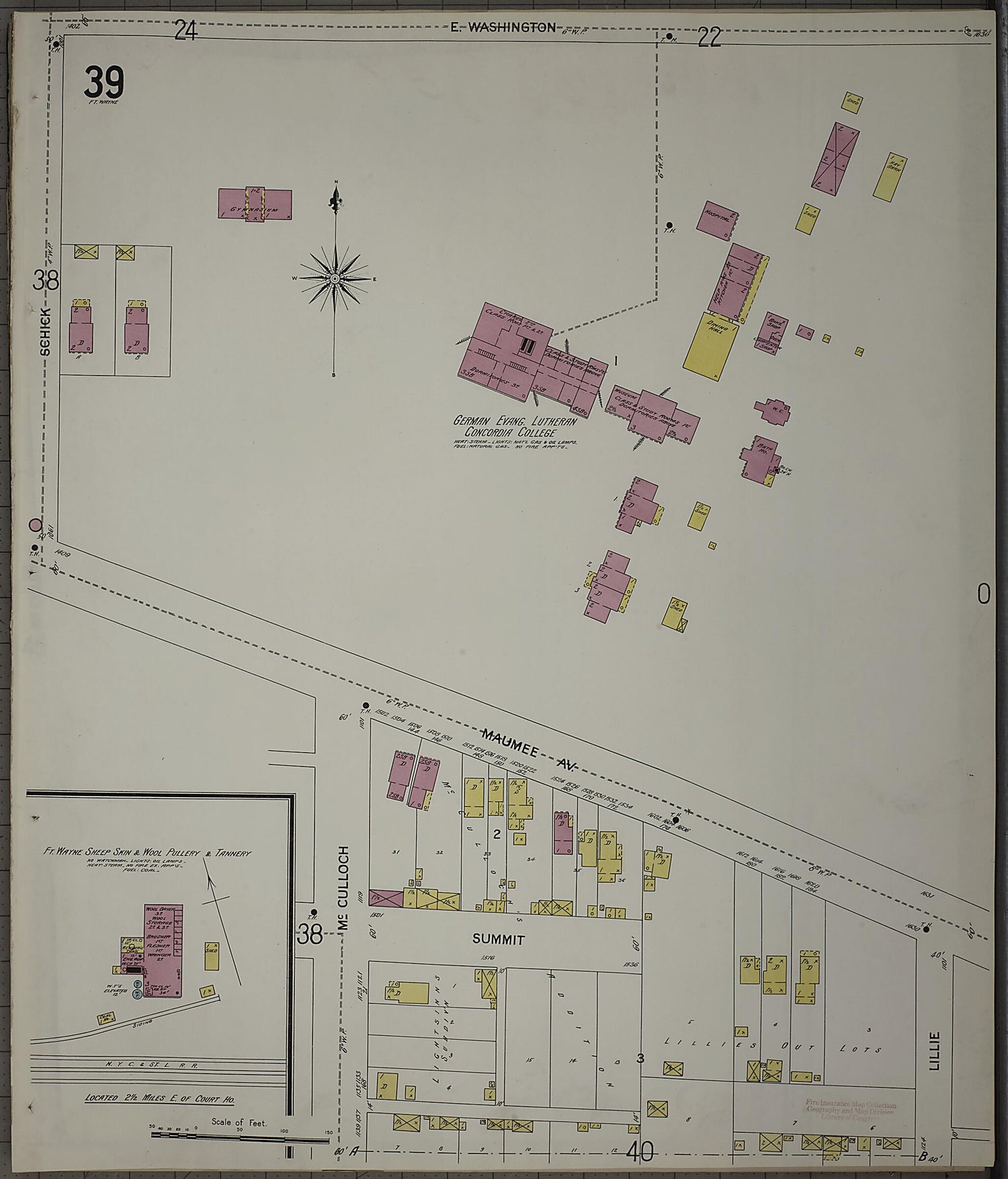 This old map of Fort Wayne, Allen County, Indiana was created by Sanborn Map Company in 1902