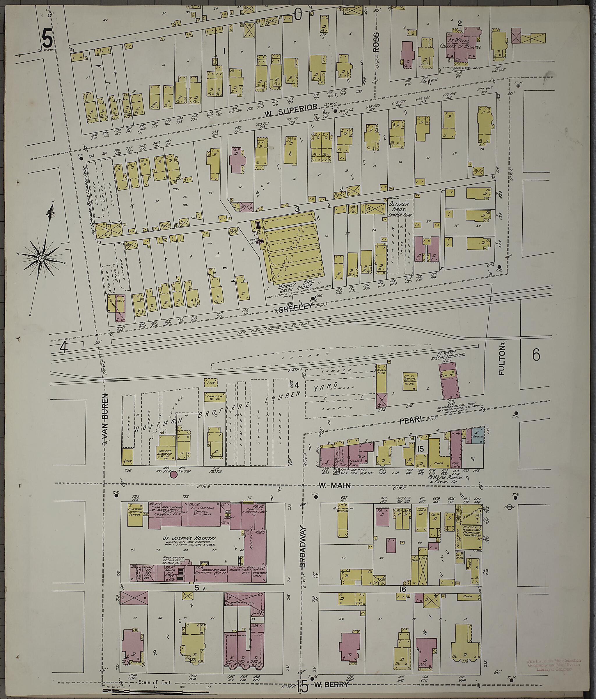 This old map of Fort Wayne, Allen County, Indiana was created by Sanborn Map Company in 1902