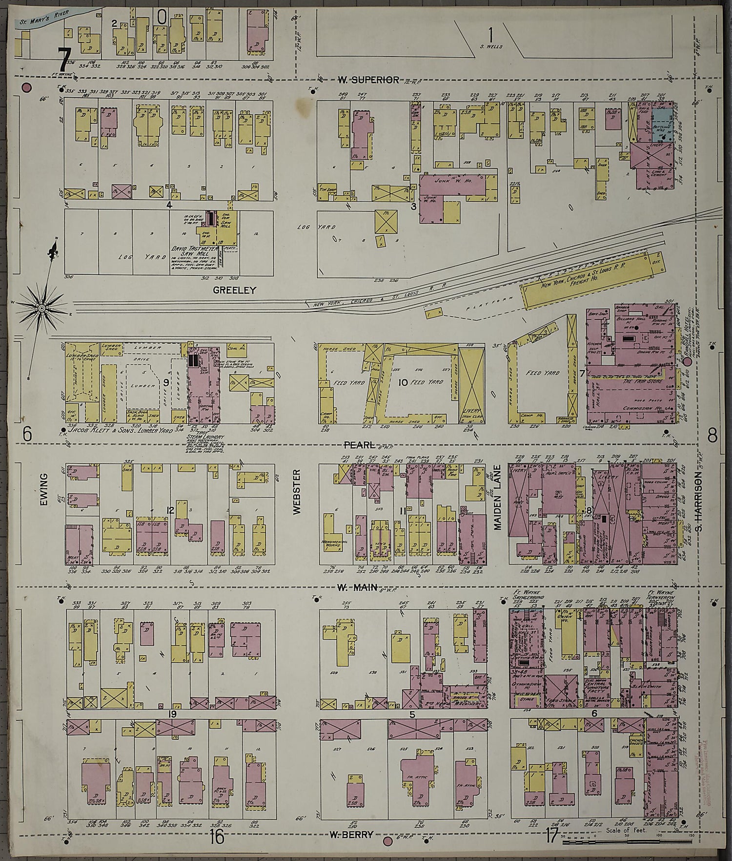 This old map of Fort Wayne, Allen County, Indiana was created by Sanborn Map Company in 1902