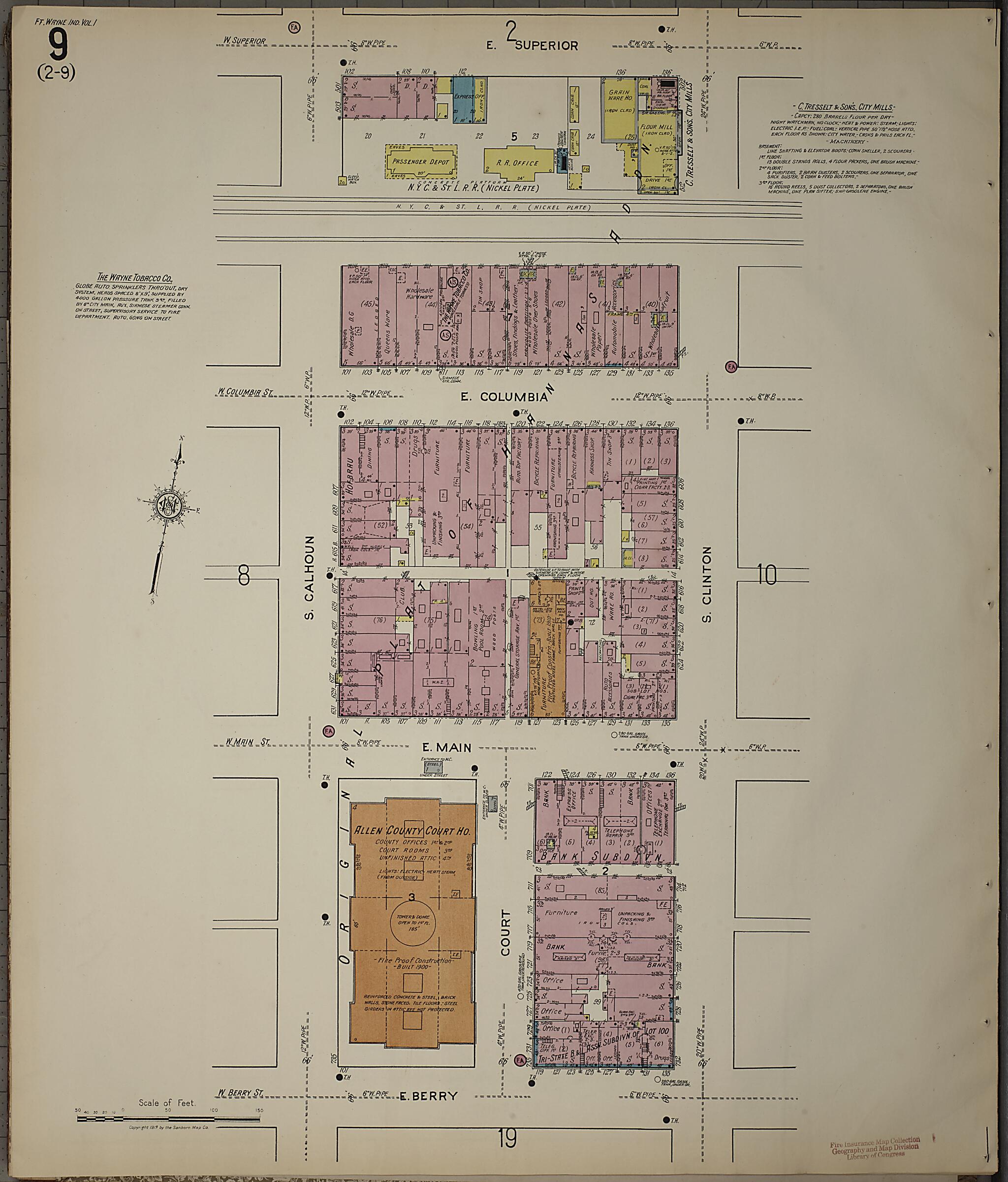 This old map of Fort Wayne, Allen County, Indiana was created by Sanborn Map Company in 1918