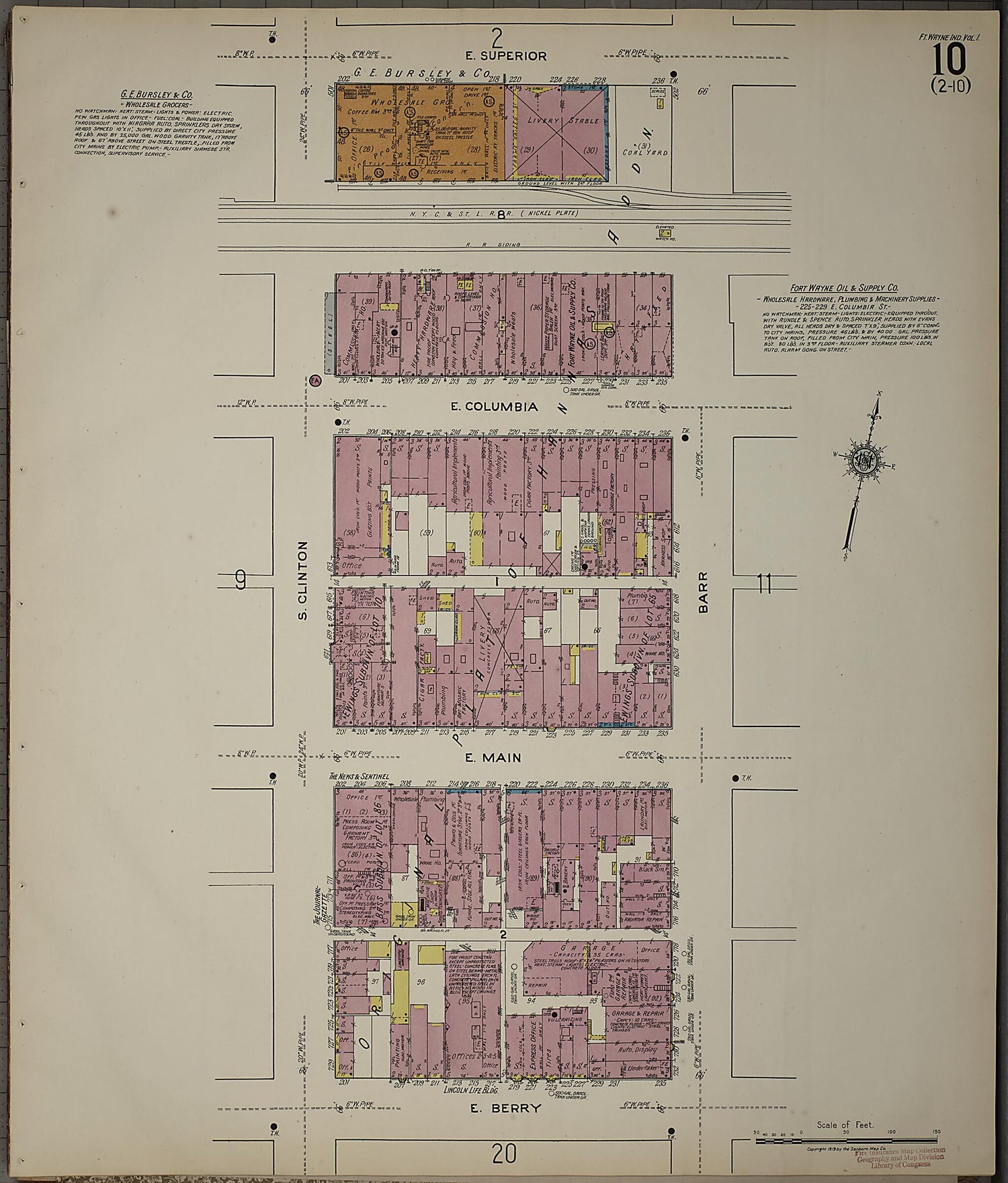 This old map of Fort Wayne, Allen County, Indiana was created by Sanborn Map Company in 1918