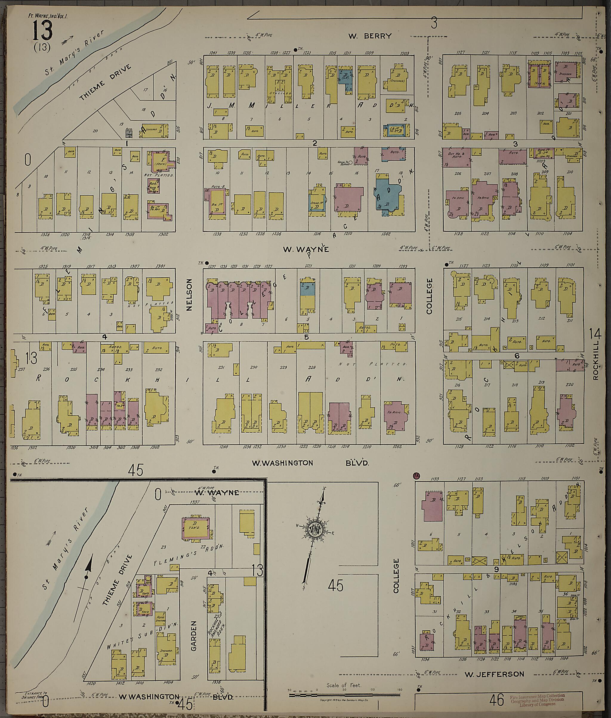 This old map of Fort Wayne, Allen County, Indiana was created by Sanborn Map Company in 1918