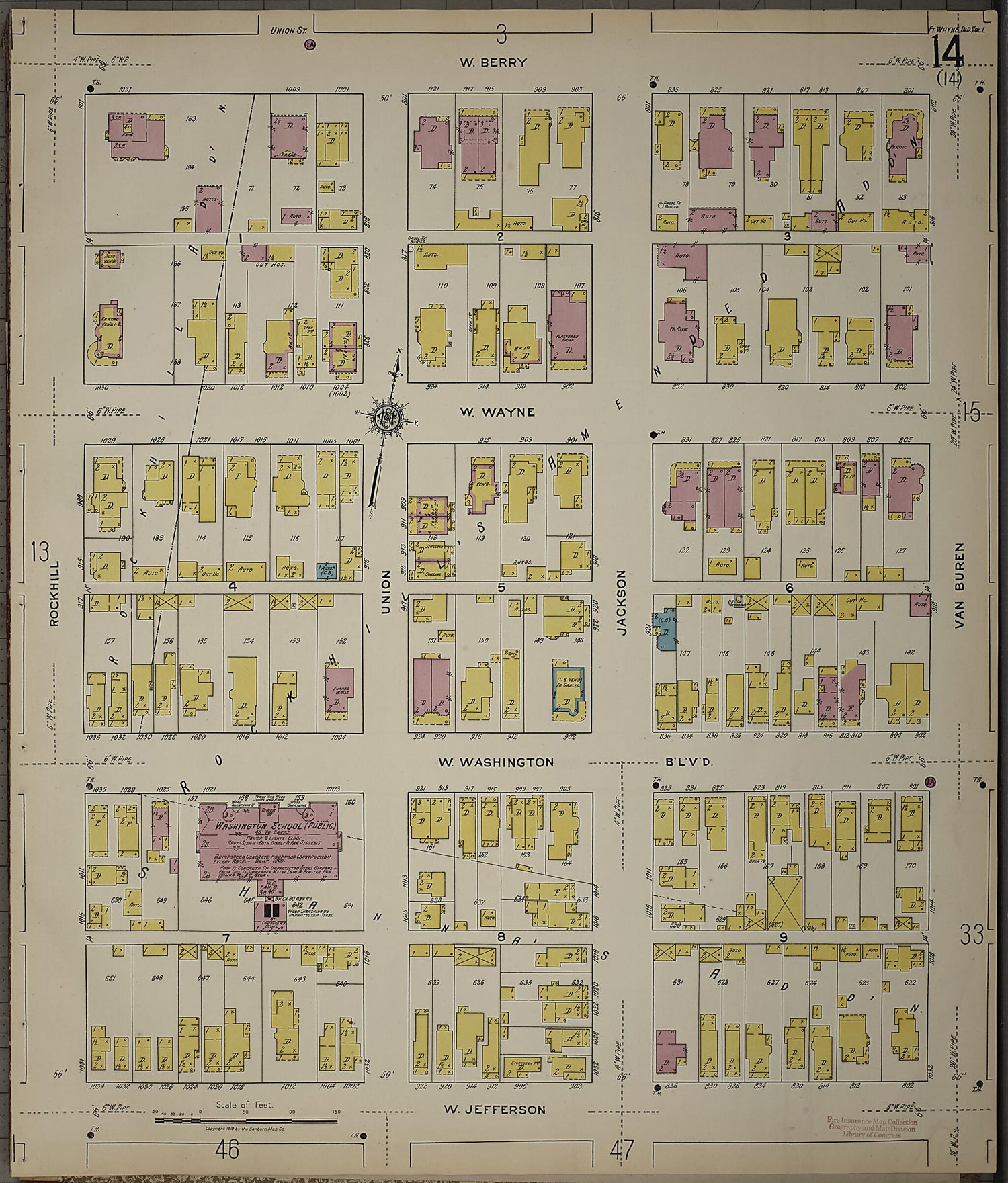 This old map of Fort Wayne, Allen County, Indiana was created by Sanborn Map Company in 1918